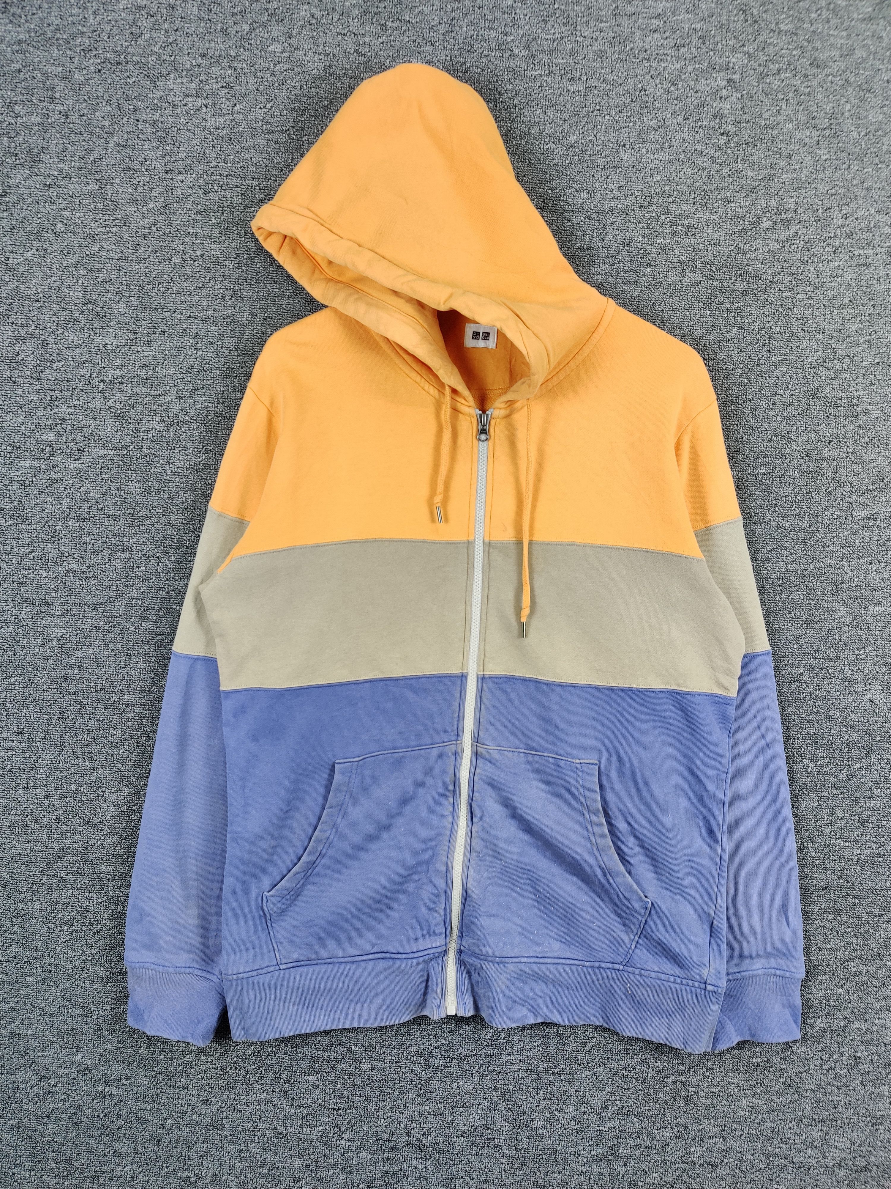 Vintage Uniqlo Color Block Zipper Hoodie Nice Design