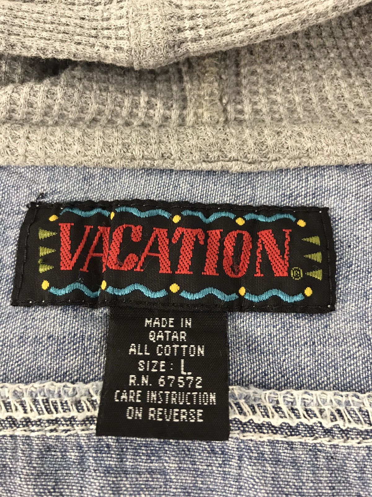 Vacation × Vintage Vacation Indigo Denim Button Up Hoodies Shirt Double Pocket Size US M / EU 48-50 / 2 - 6 Thumbnail