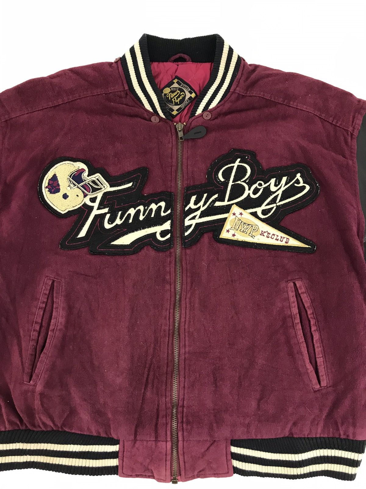 Vintage 90s Keiz Newspaper Funny Boys Club Wool Varsity Jacket Size US L / EU 52-54 / 3 - 3 Thumbnail