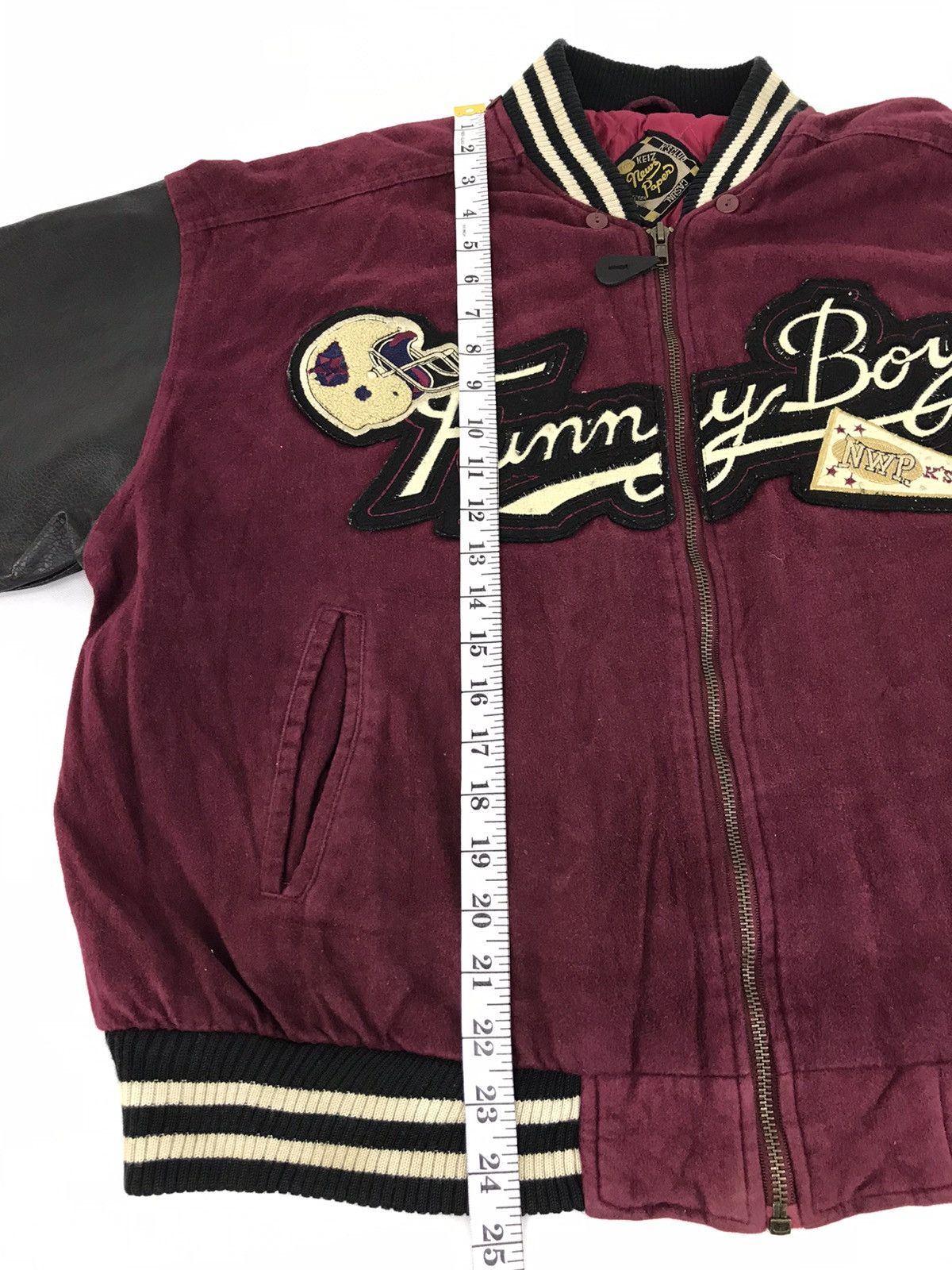 Vintage 90s Keiz Newspaper Funny Boys Club Wool Varsity Jacket Size US L / EU 52-54 / 3 - 10 Thumbnail