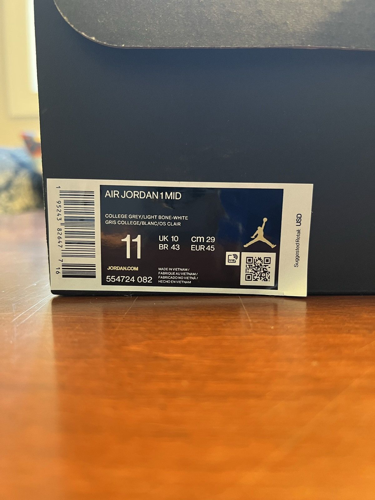 Jordan Brand × Nike Jordan 1 Mid ‘College Grey’ Size US 11 / EU 44 - 9 Thumbnail