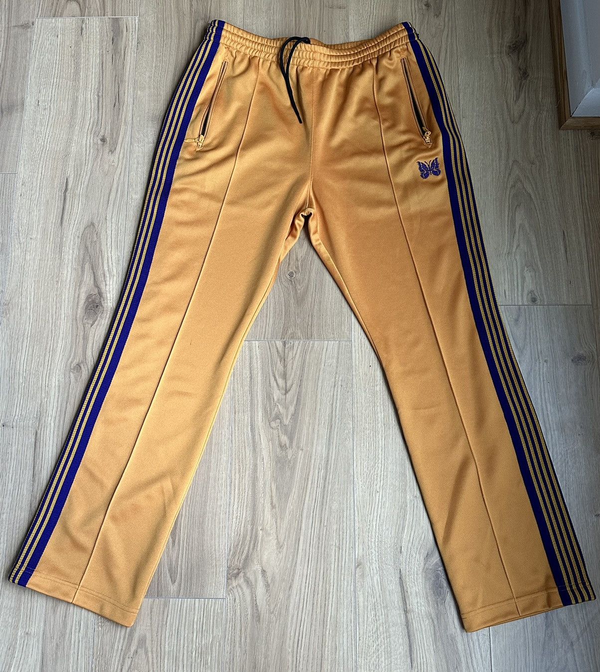 image of Needles Narrow Track Pants in Gold, Men's (Size 32)