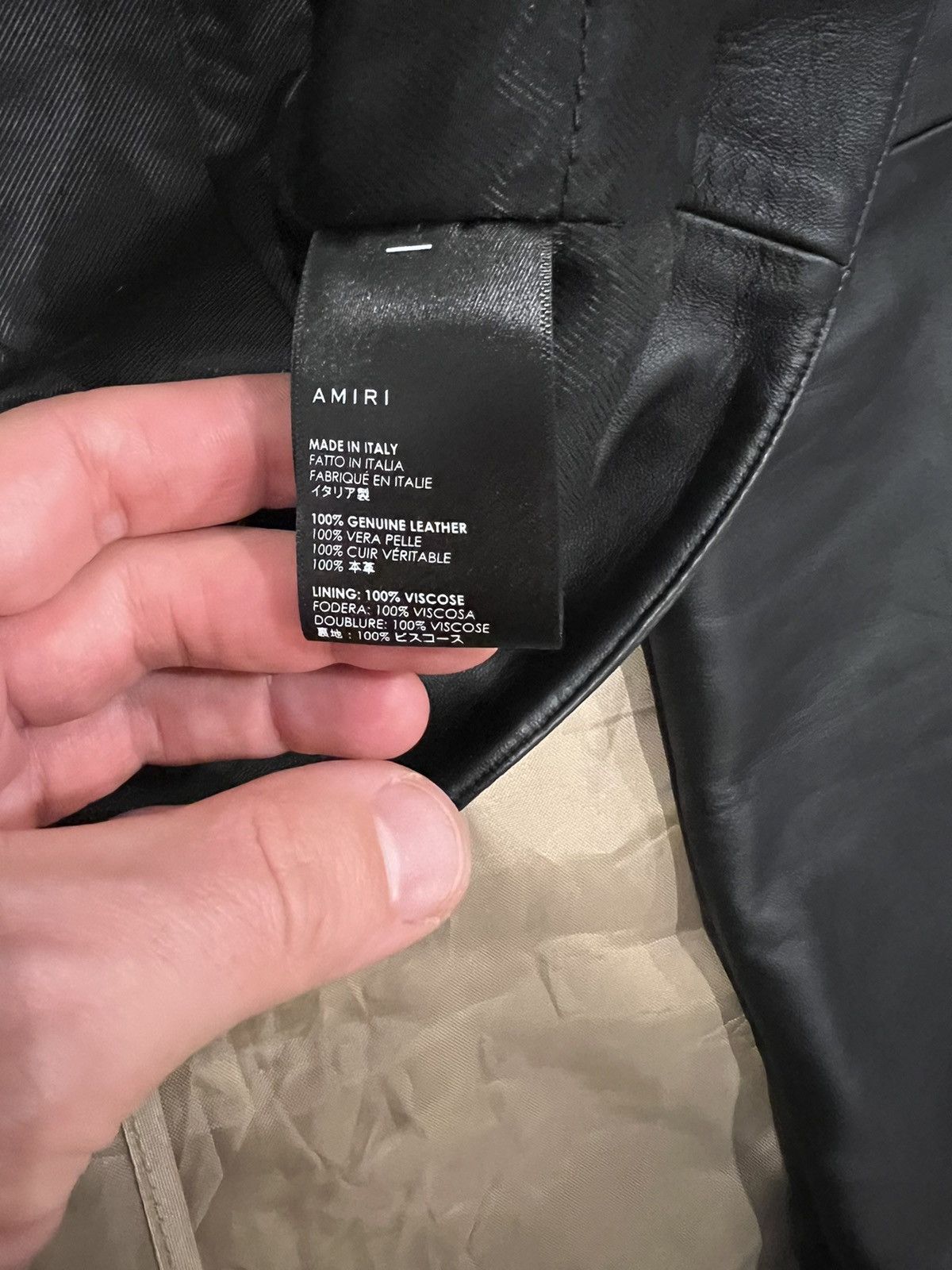 Amiri Amiri Men's Black Contrasted Leather Jacket size 50 fits M/L Size US M / EU 48-50 / 2 - 3 Thumbnail
