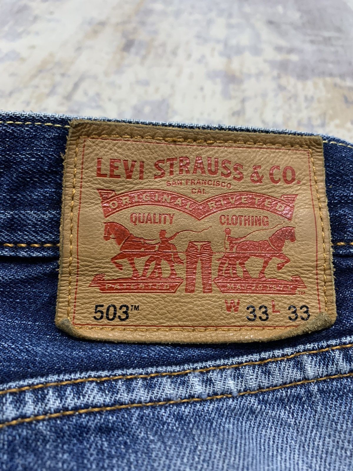 Levi's Vintage Levis 503 Jeans Distressed Denim Jeans 33x31.5 Size US 33 - 16 Thumbnail