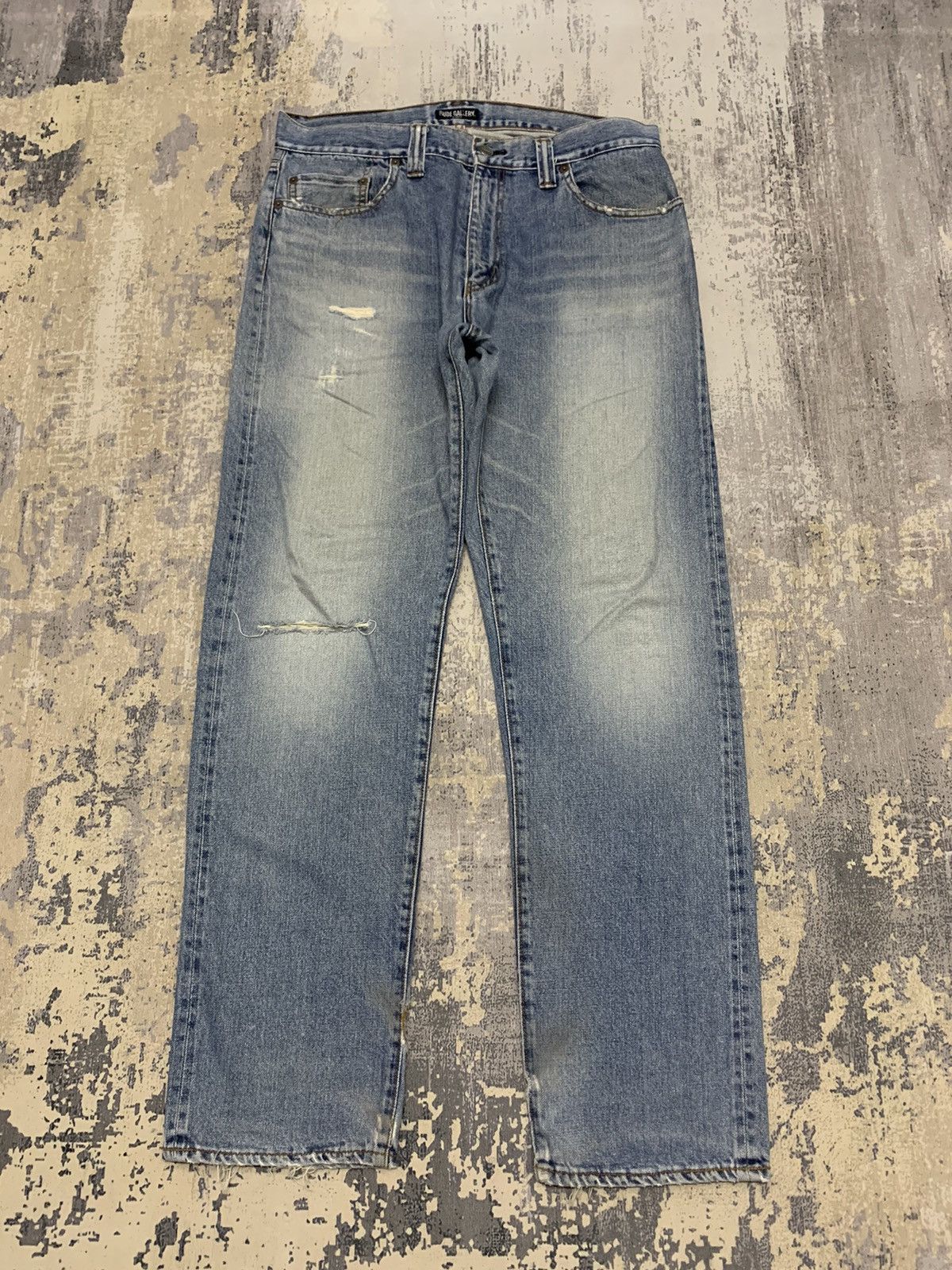 image of Japanese Rude Gallery Selvedge Distressed Denim 34X32 in Blue, Men's