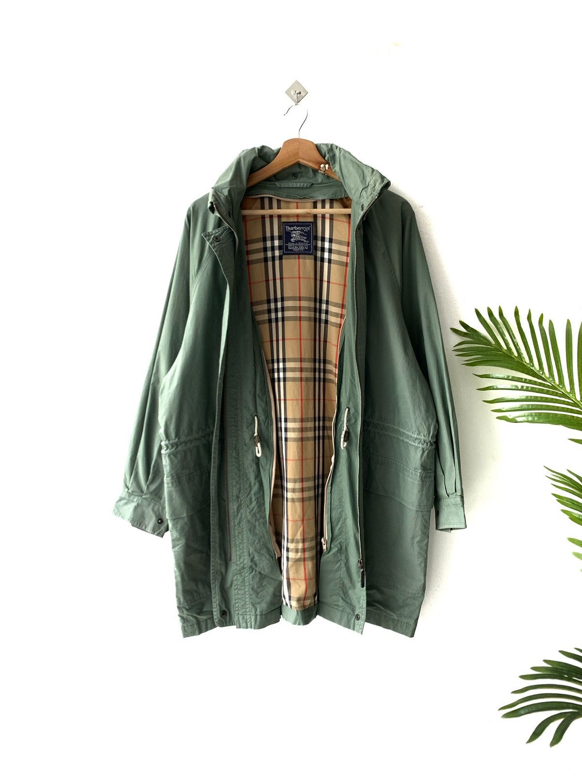 image of Burberrys Prorsum Nova Check Parkas Anorak Light Jacket in Army Green, Men's (Size Large)