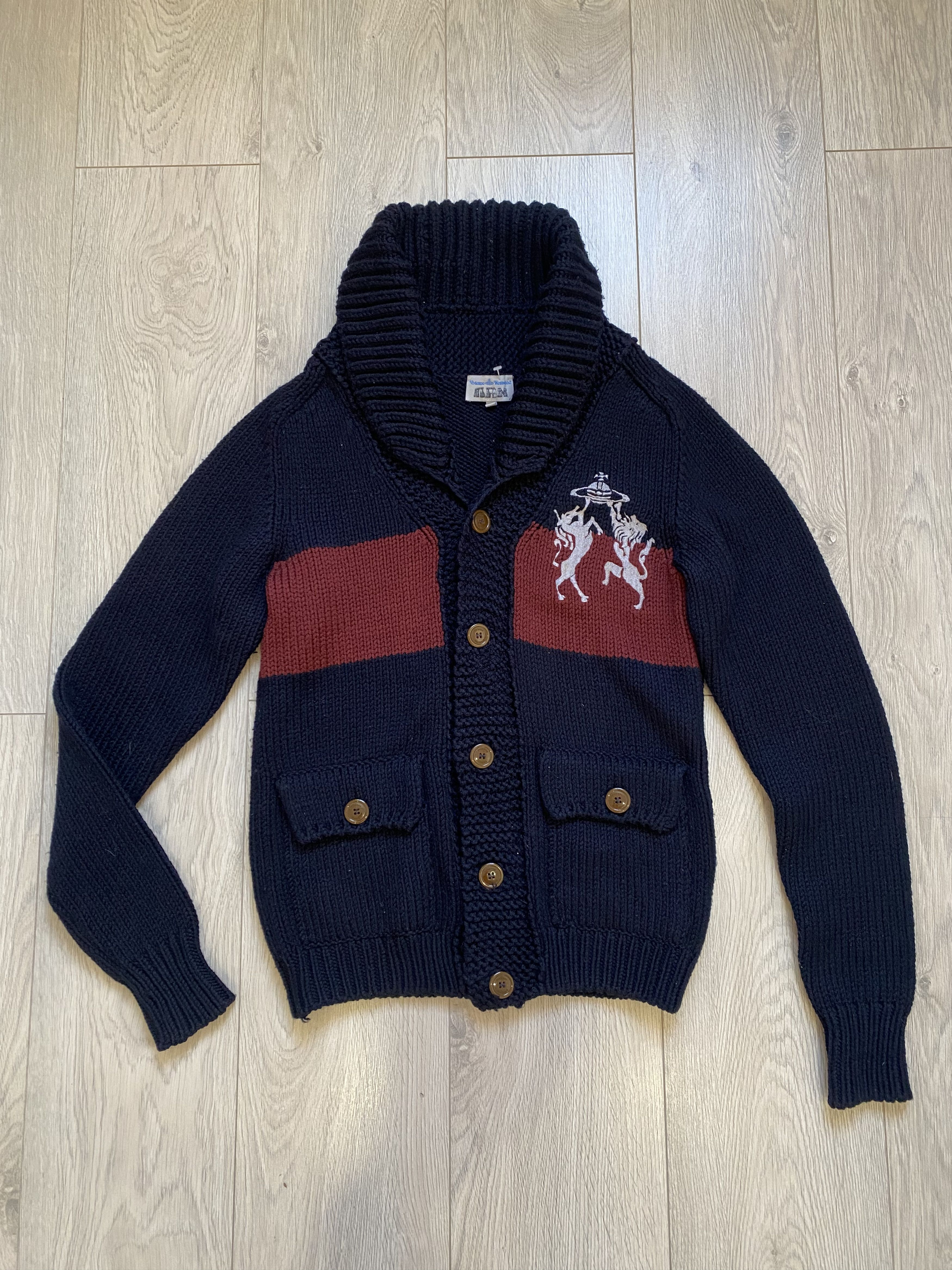 image of Vivienne Westwood Heavy Cardigan Size S in Navy Blue, Men's