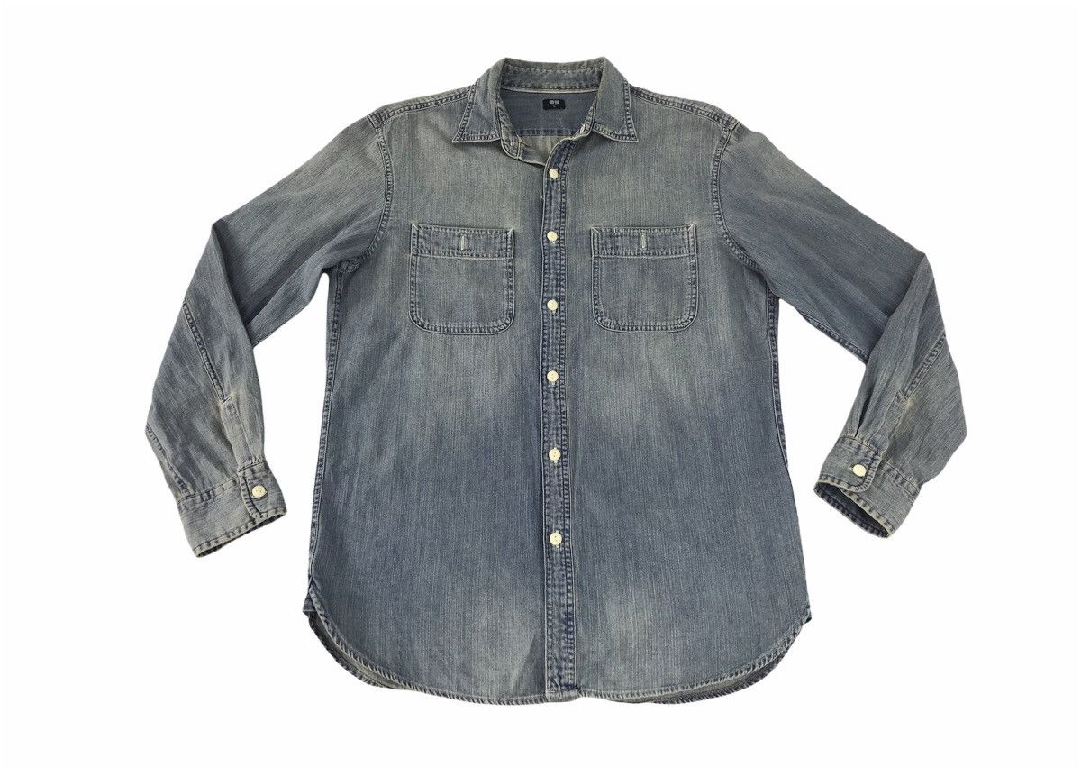 Japanese Brand Indigo Denim Button Up Down Shirt Tee Double Pocket K226j Size US L / EU 52-54 / 3 - 1 Thumbnail