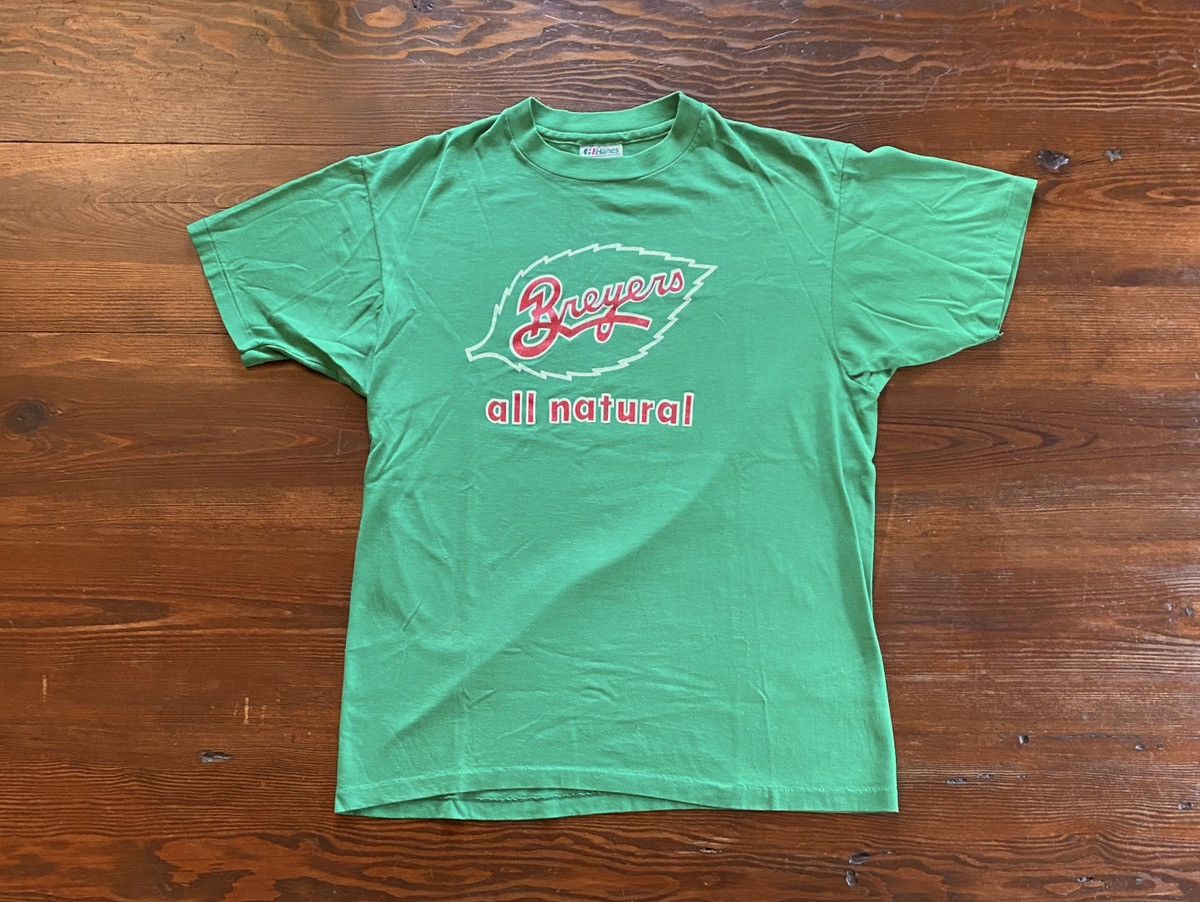 Hanes Vintage 80’s Breyers Ice Cream Green Single Stitch Tee Size US M / EU 48-50 / 2 - 1 Thumbnail