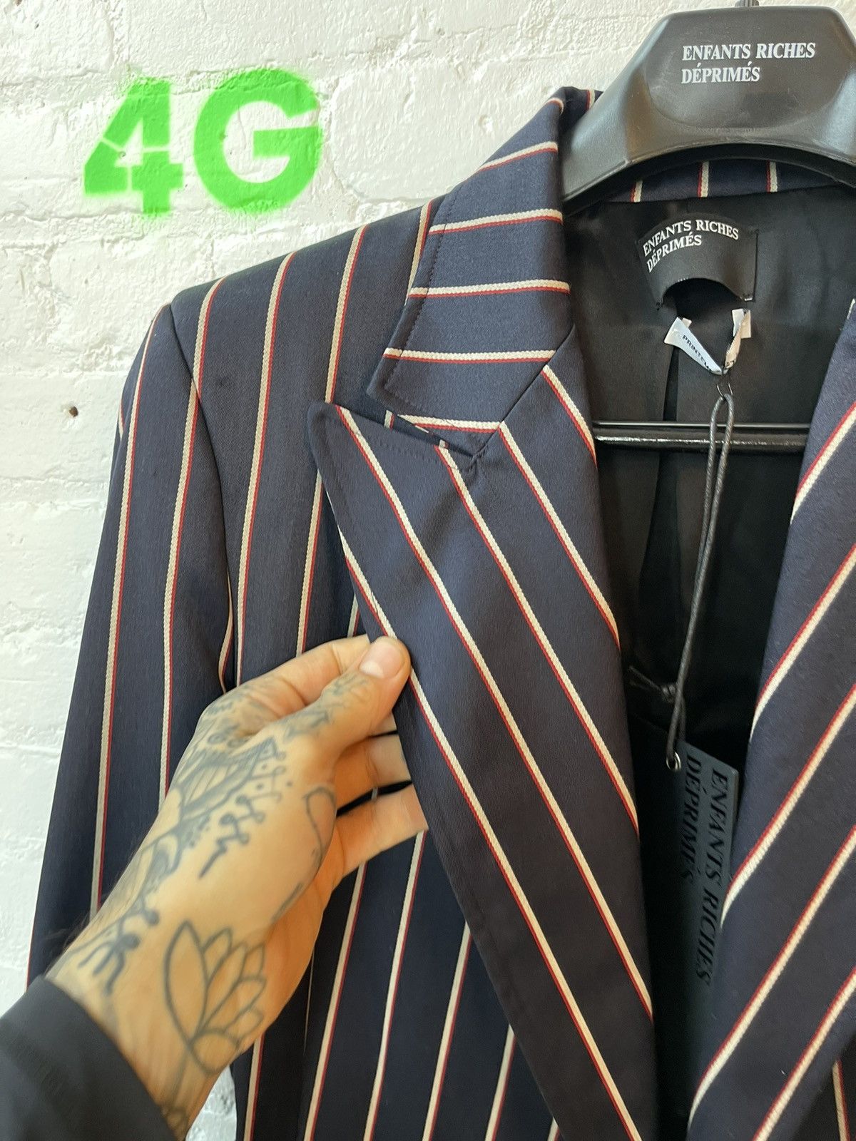 Enfants Riches Deprimes ERD SILK BLEND FULL STRIPE SUIT Size 38R - 6 Thumbnail