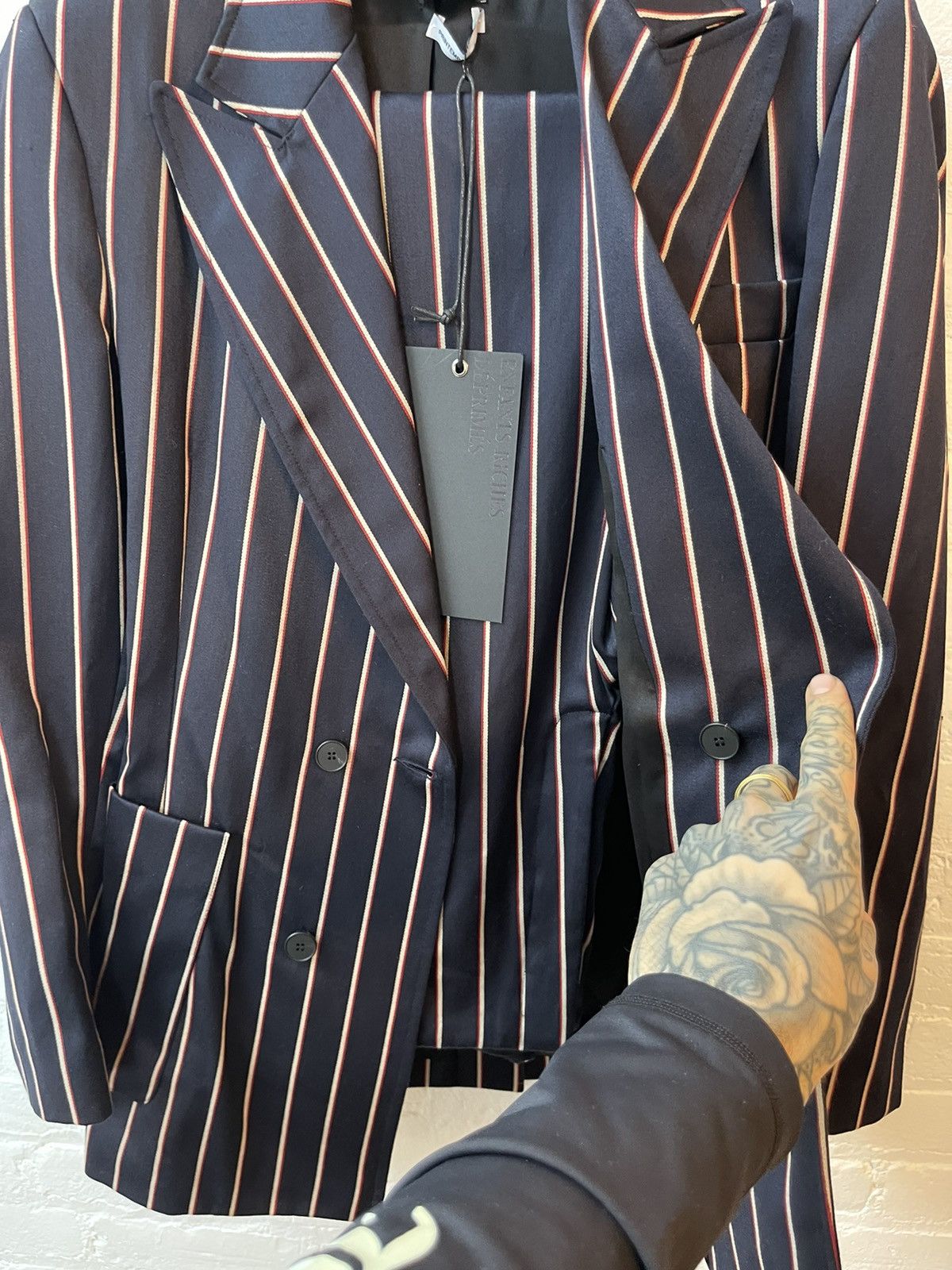 Enfants Riches Deprimes ERD SILK BLEND FULL STRIPE SUIT Size 38R - 4 Thumbnail