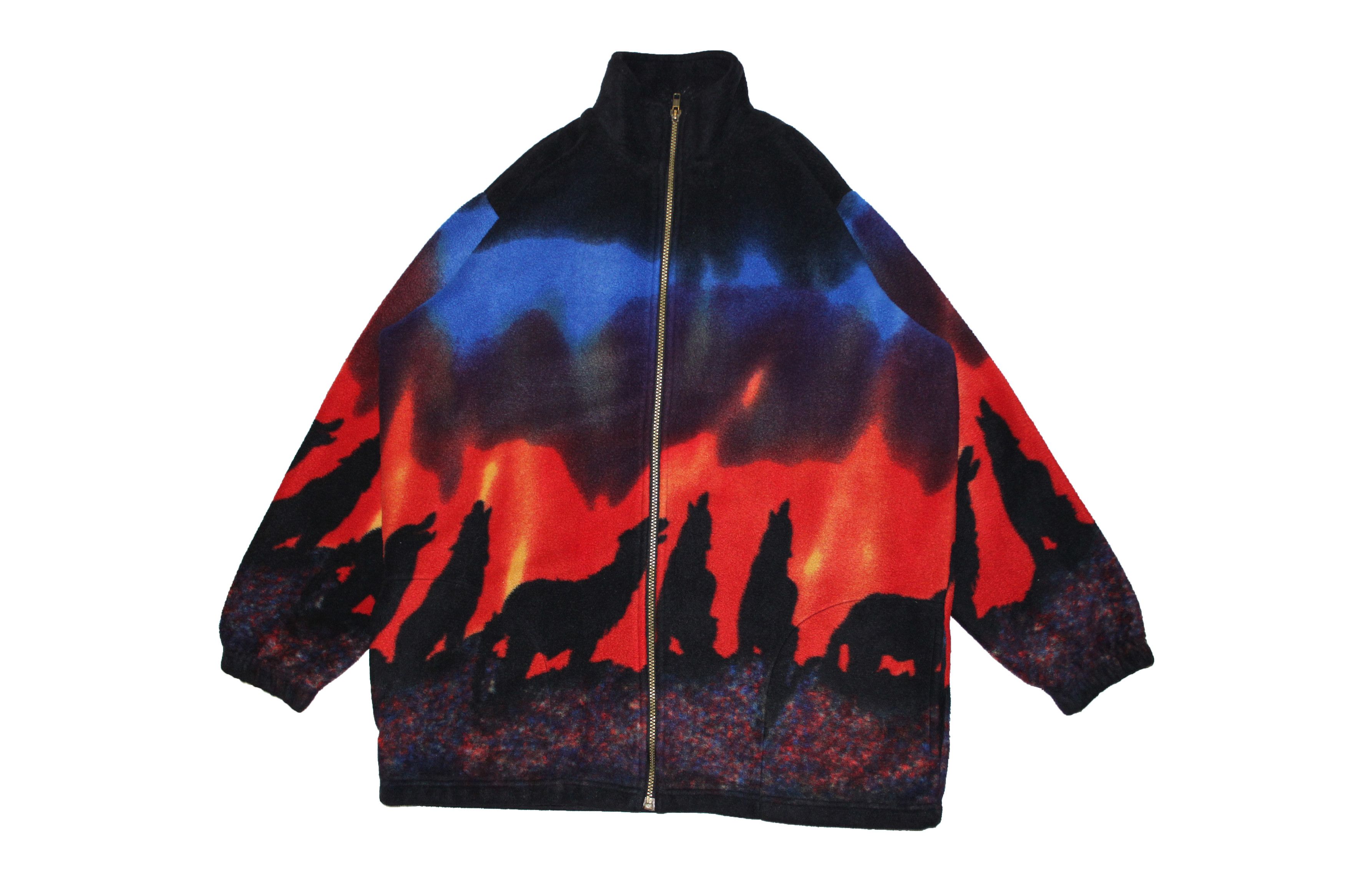 Other Vintage Wolf Animal All Over print Zip Fleece Jacket Size US L / EU 52-54 / 3 - 1 Thumbnail