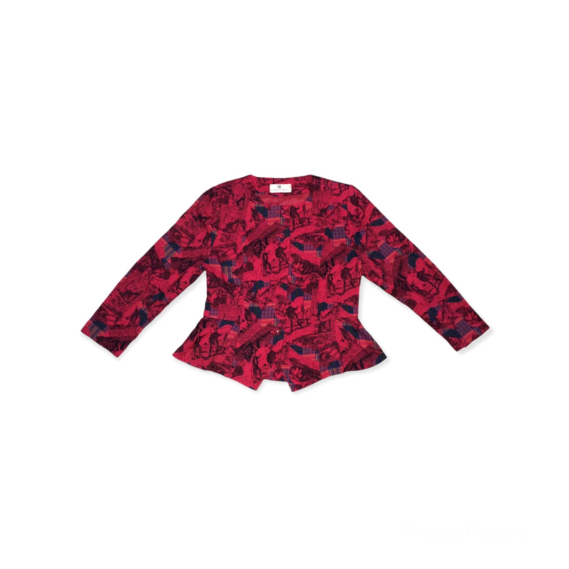 image of Italian Designers Vintage Pierre Balmain Paris Blouse in Reds, Women's (Size Medium)