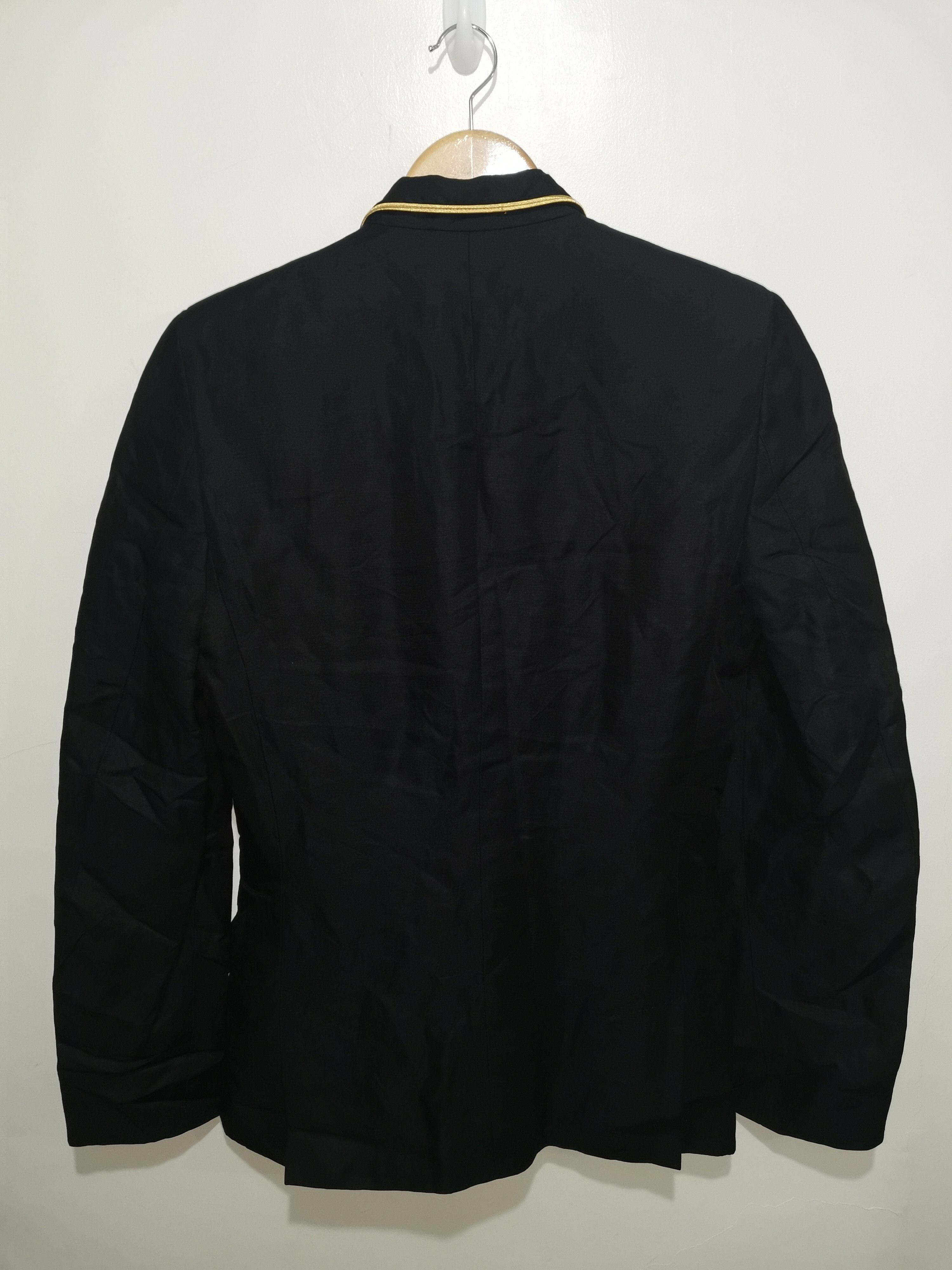 Haider Ackermann Haider Ackermann Black Slim Fit Gold Trimmed Blazer Size 44S - 6 Thumbnail