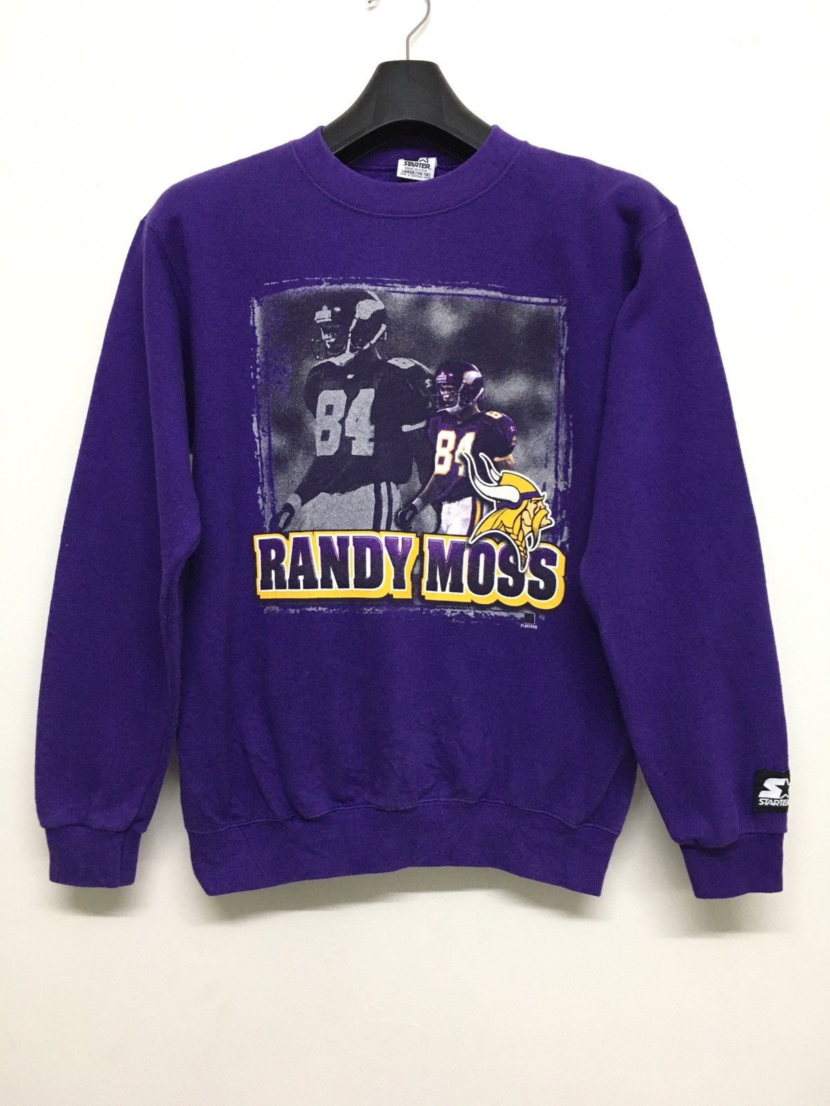 image of Nfl x Starter Randy Moss Sweater in Purple, Men's (Size XS)