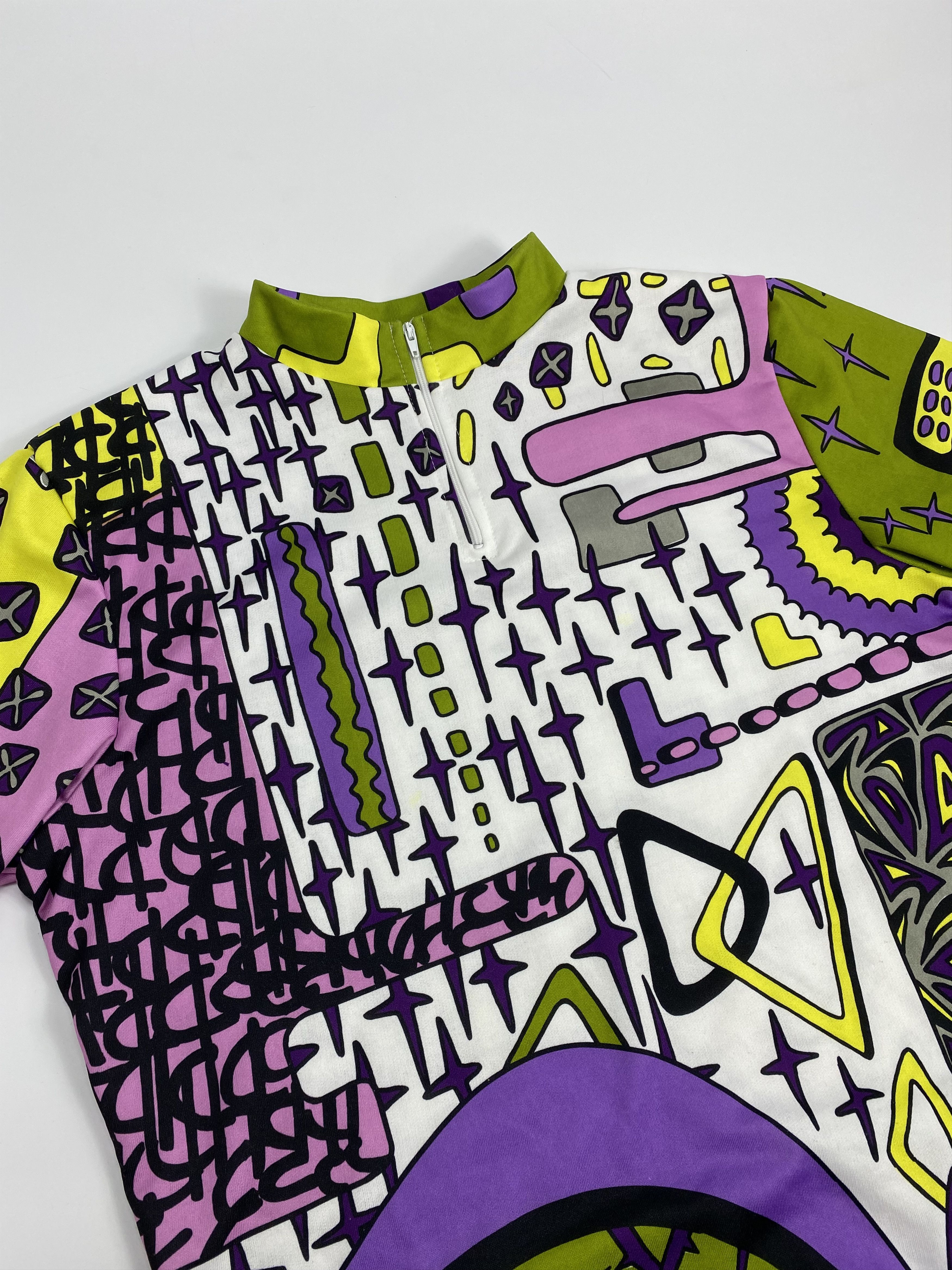 Other Vintage 90s Crazy Abstract Printed Cycling Jersey Shirt Size US L / EU 52-54 / 3 - 2 Thumbnail