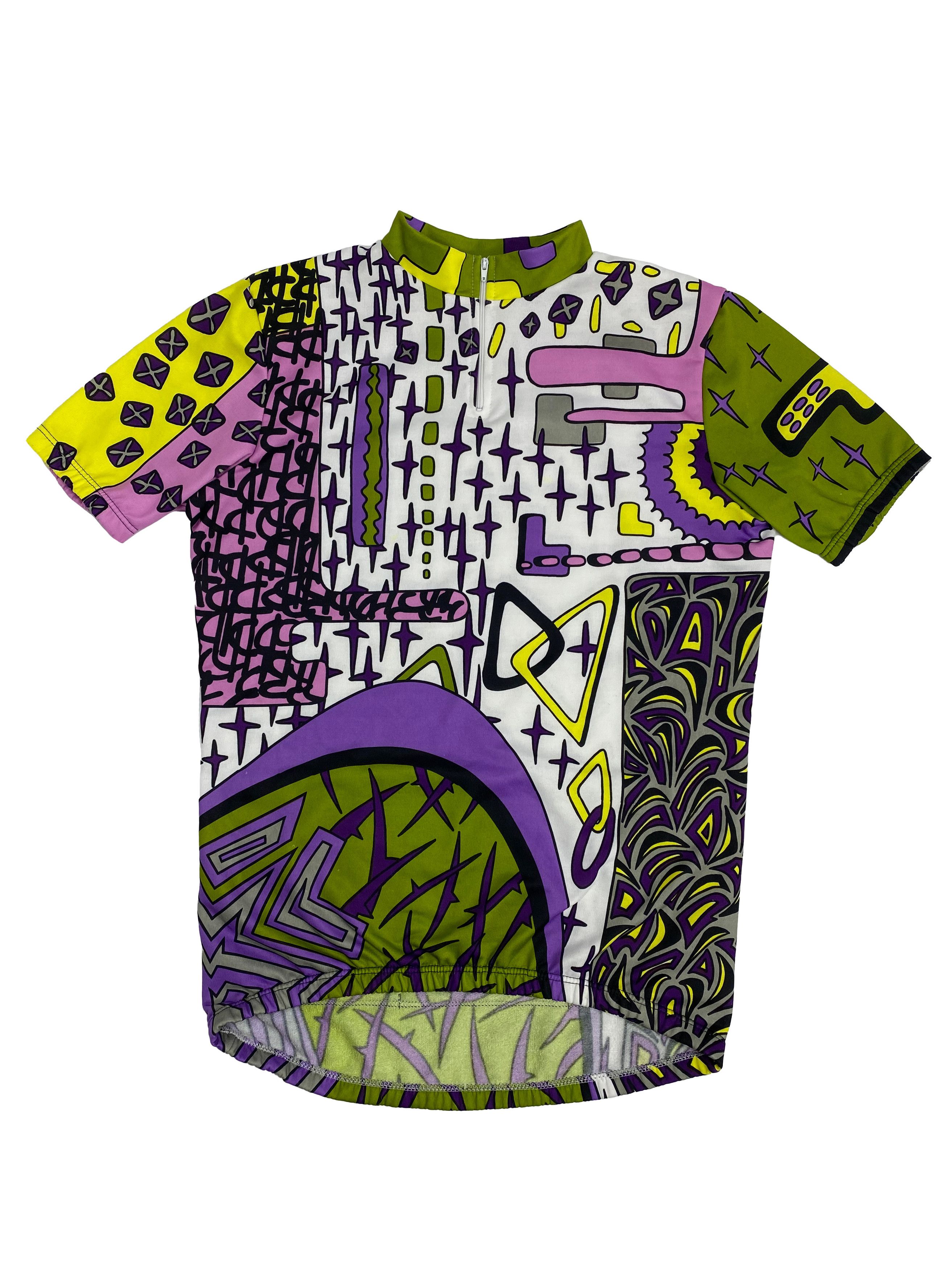 Other Vintage 90s Crazy Abstract Printed Cycling Jersey Shirt Size US L / EU 52-54 / 3 - 1 Thumbnail