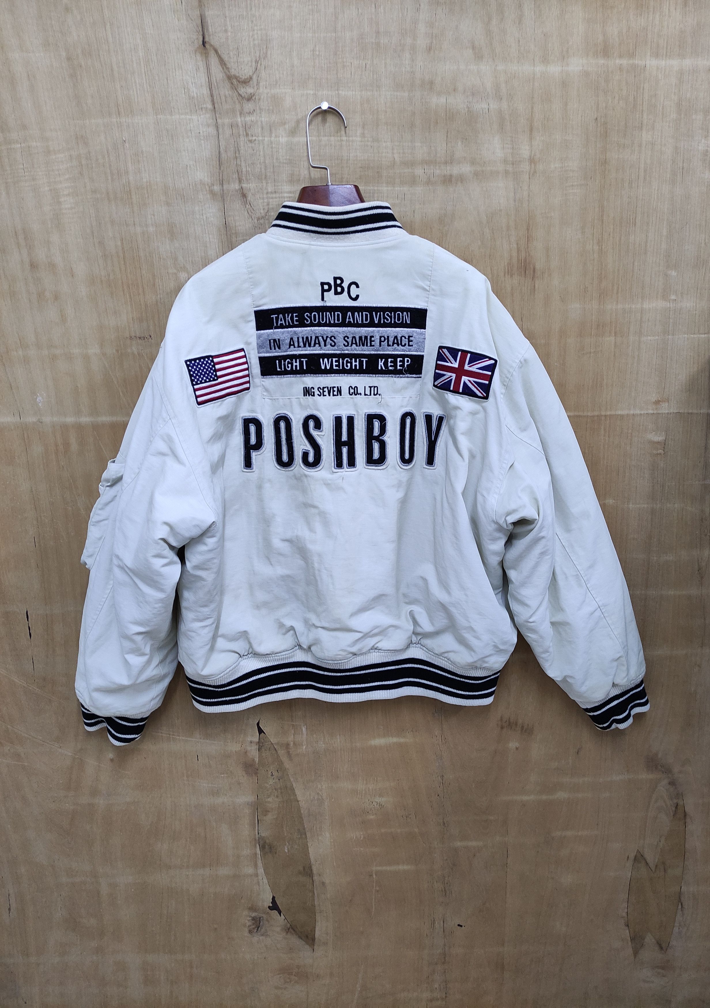 image of Posh Boy Bomber Jacket in White, Men's (Size Medium)