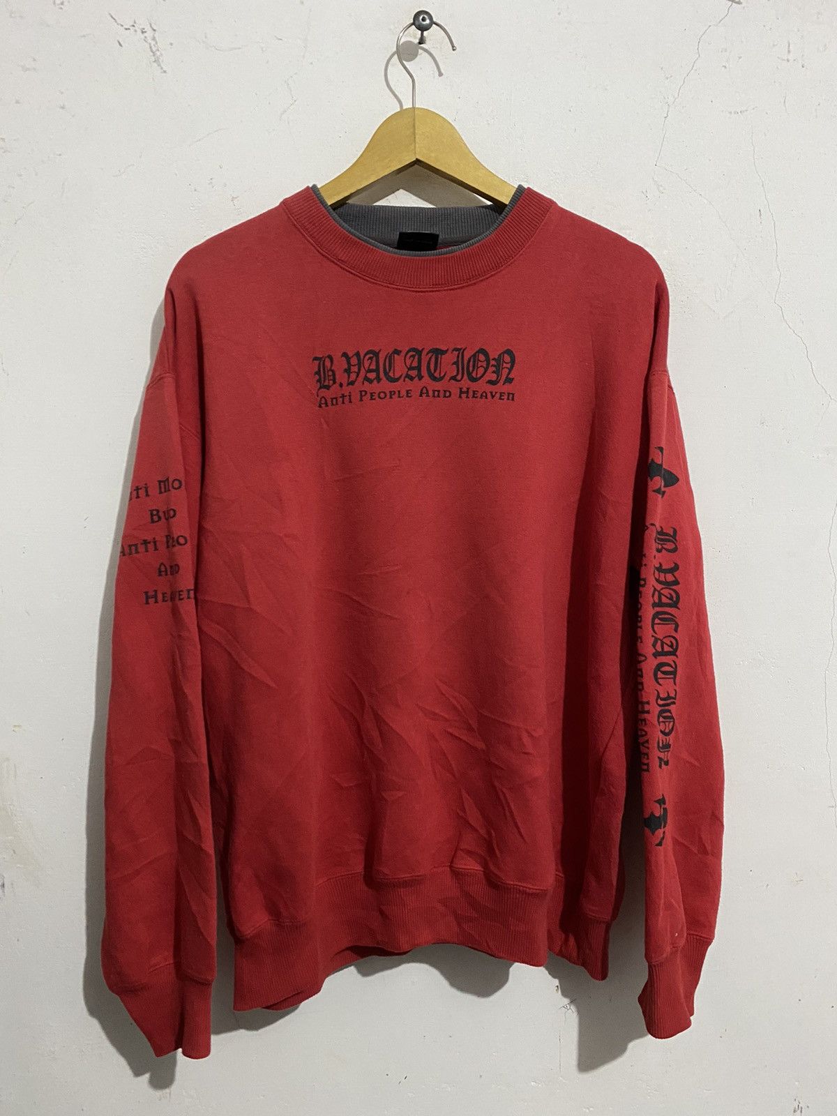 image of Hysteric Glamour x Ppfm Bindingofferb.vacation-Japanesebrand Poem Sweatshirt in Red (Size Medium)