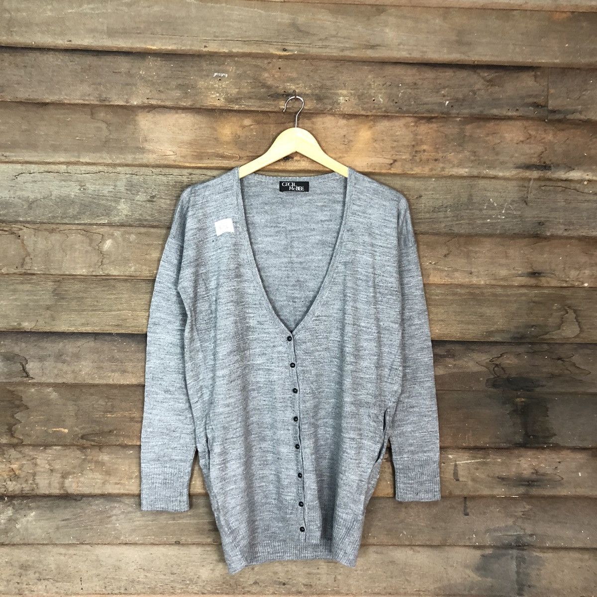 image of Homespun Knitwear Cecil Mc Bee Japan Grey Cardigan 375B, Men's (Size Large)