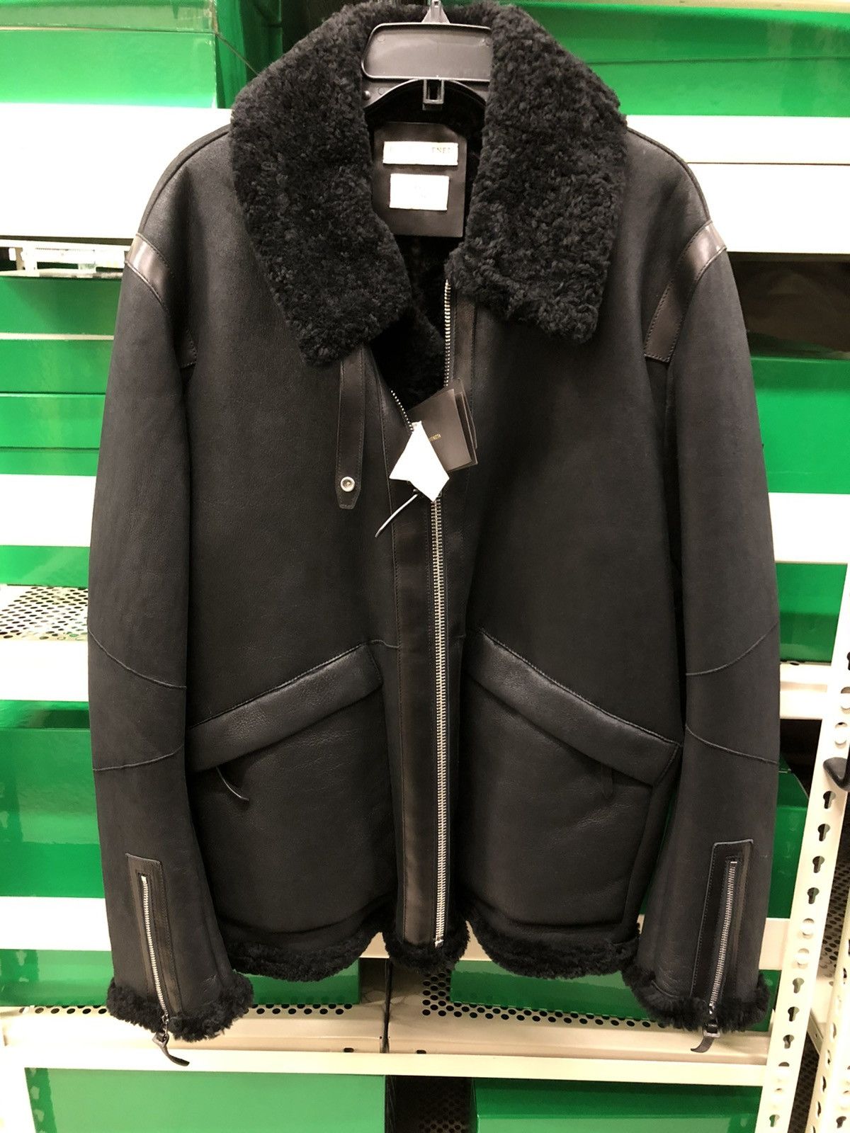 image of Bottega Veneta Heavy Blouson Shearling Jacket In Black, Men's (Size Large)
