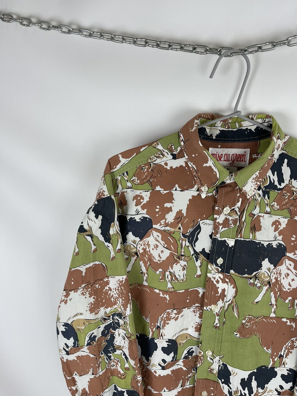 Japanese Brand × Streetwear × Vintage Mise au Green cow pattern vintage 90s  made in France shirt | Grailed