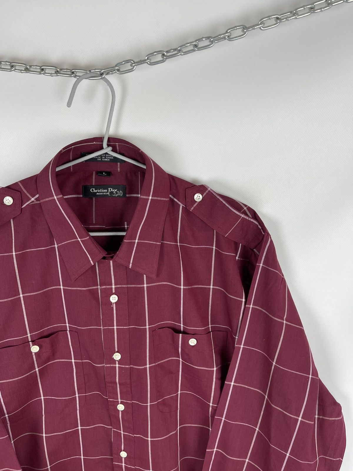 Christian Dior Monsieur Christian Dior Monsieur check burgundy vintage ls shirt Size US L / EU 52-54 / 3 - 4 Thumbnail