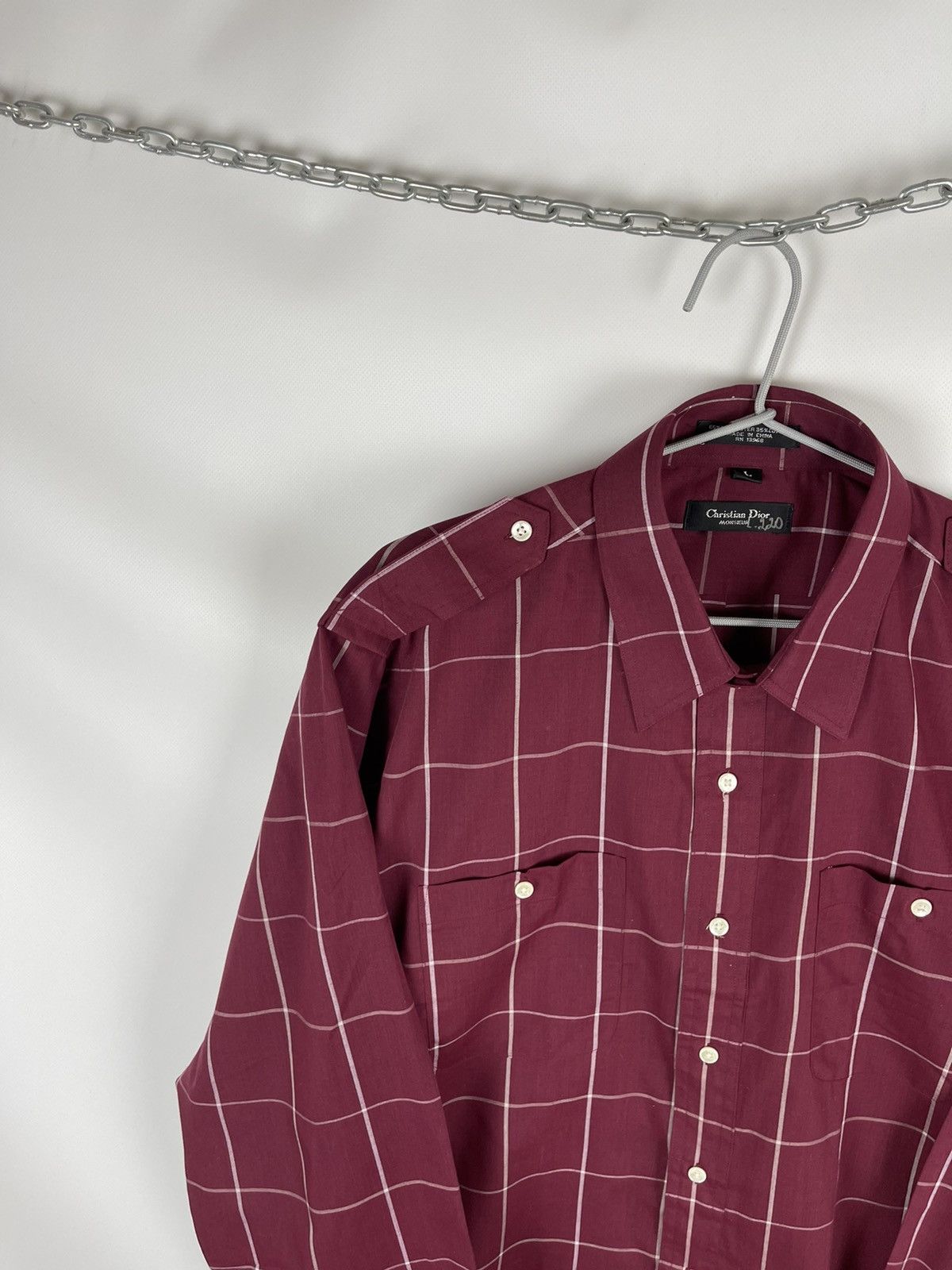 Christian Dior Monsieur Christian Dior Monsieur check burgundy vintage ls shirt Size US L / EU 52-54 / 3 - 2 Thumbnail
