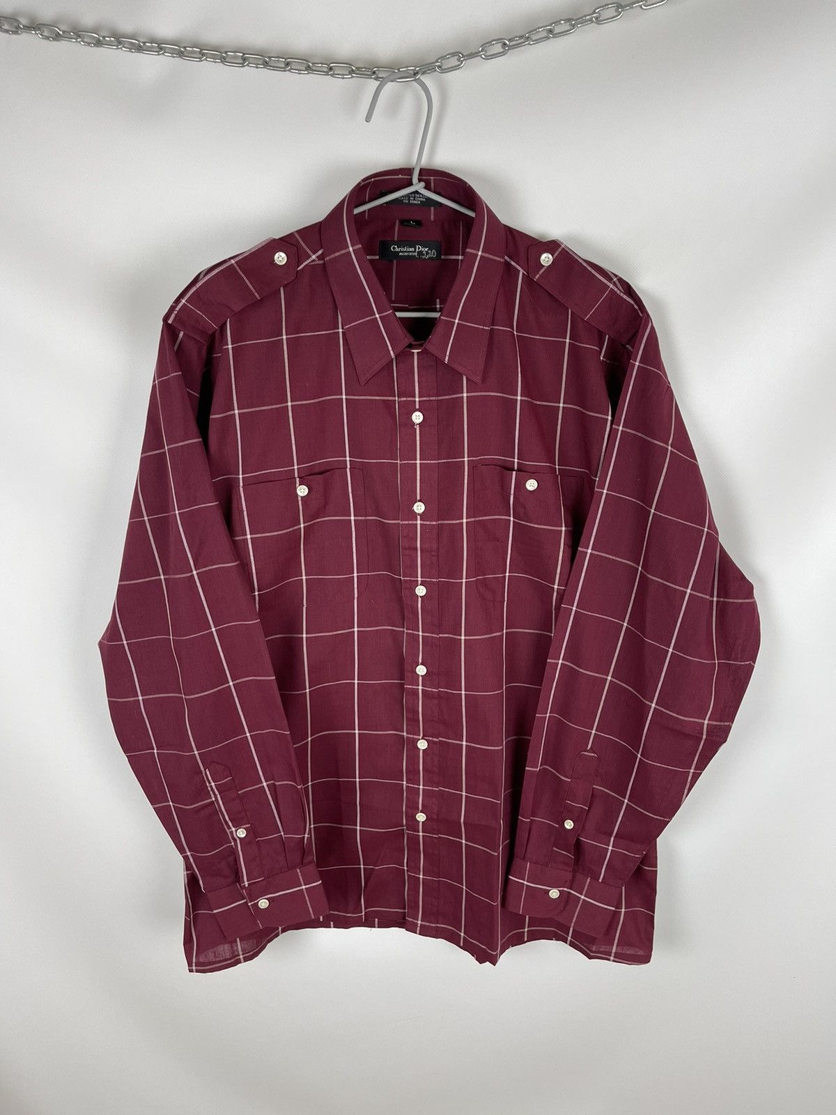 Christian Dior Monsieur Christian Dior Monsieur check burgundy vintage ls shirt Size US L / EU 52-54 / 3 - 1 Thumbnail