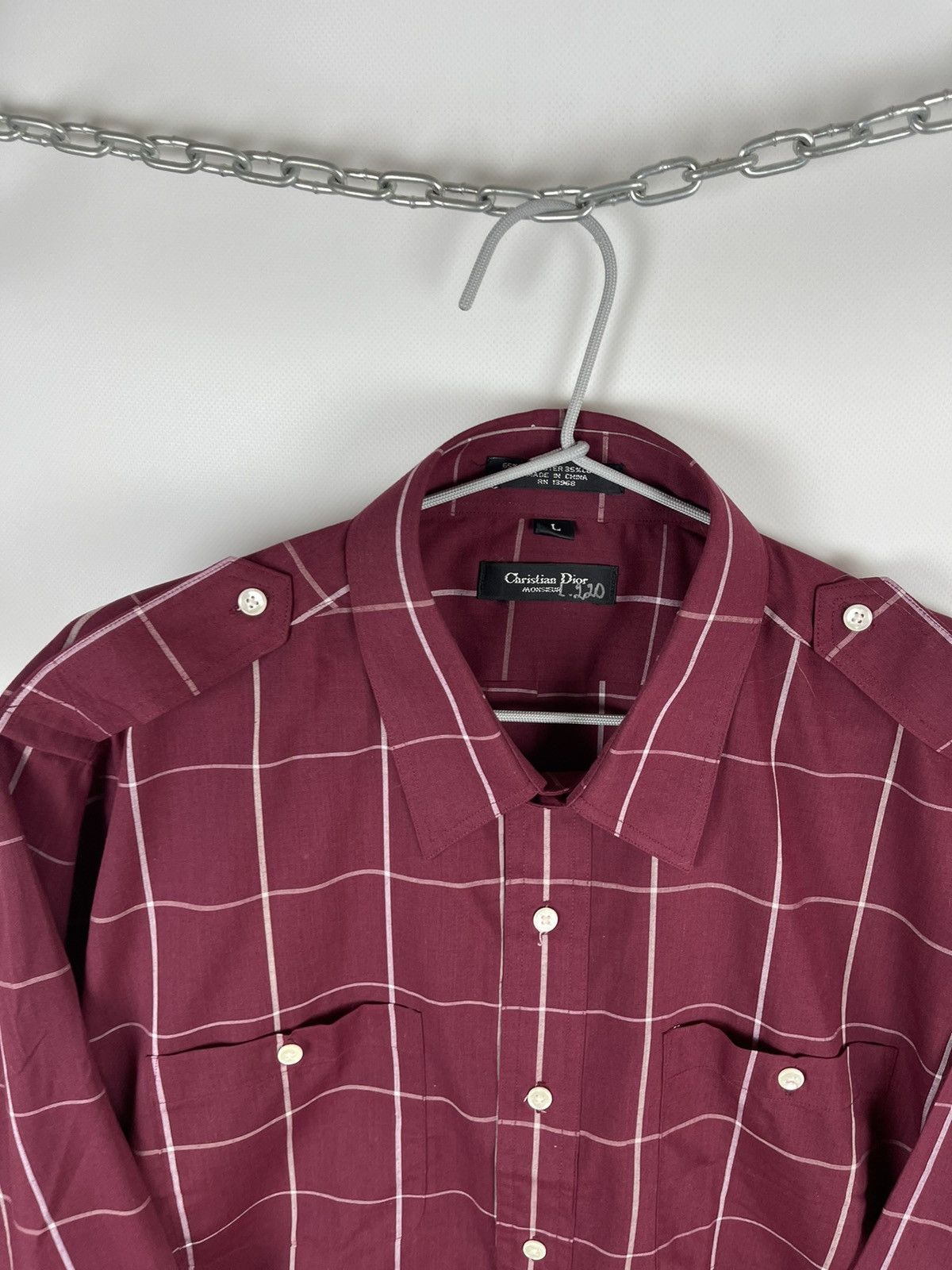 Christian Dior Monsieur Christian Dior Monsieur check burgundy vintage ls shirt Size US L / EU 52-54 / 3 - 7 Thumbnail