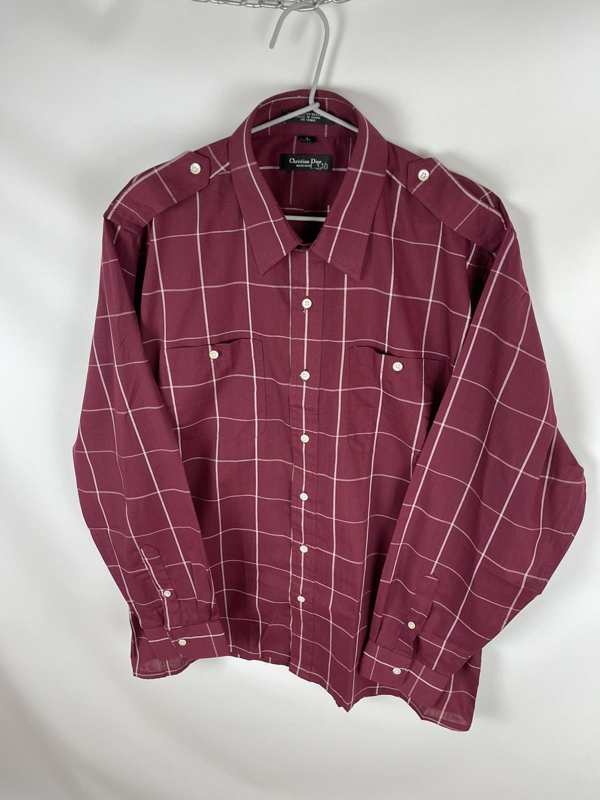 Christian Dior Monsieur Christian Dior Monsieur check burgundy vintage ls shirt Size US L / EU 52-54 / 3 - 6 Thumbnail