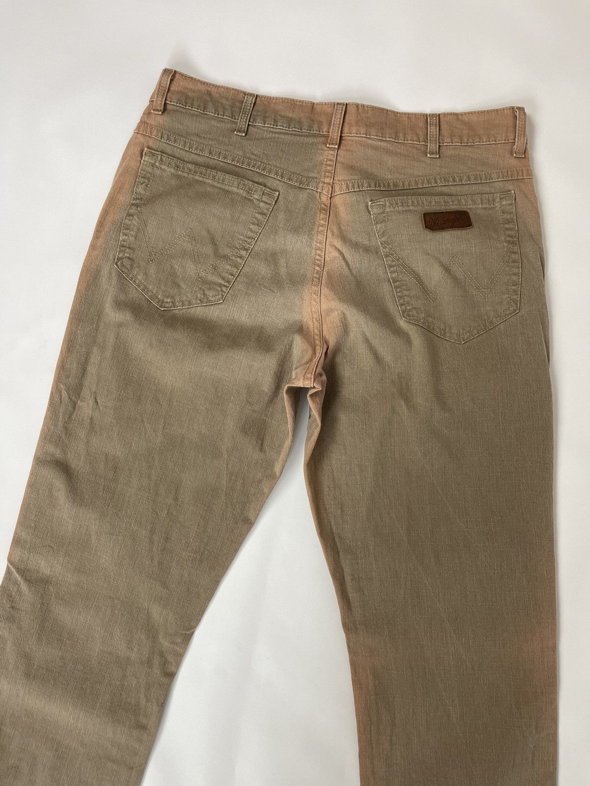 Vintage Wrangler vintage seams dyed beige denim jeans pants Size US 34 / EU 50 - 1 Thumbnail