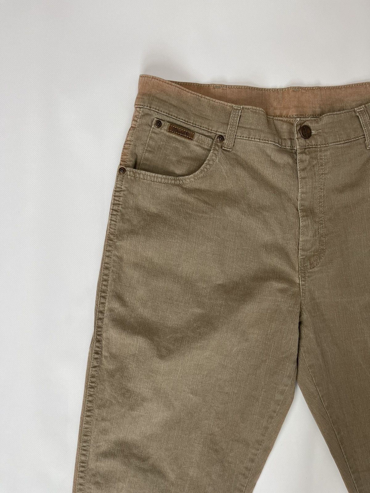 Vintage Wrangler vintage seams dyed beige denim jeans pants Size US 34 / EU 50 - 10 Thumbnail