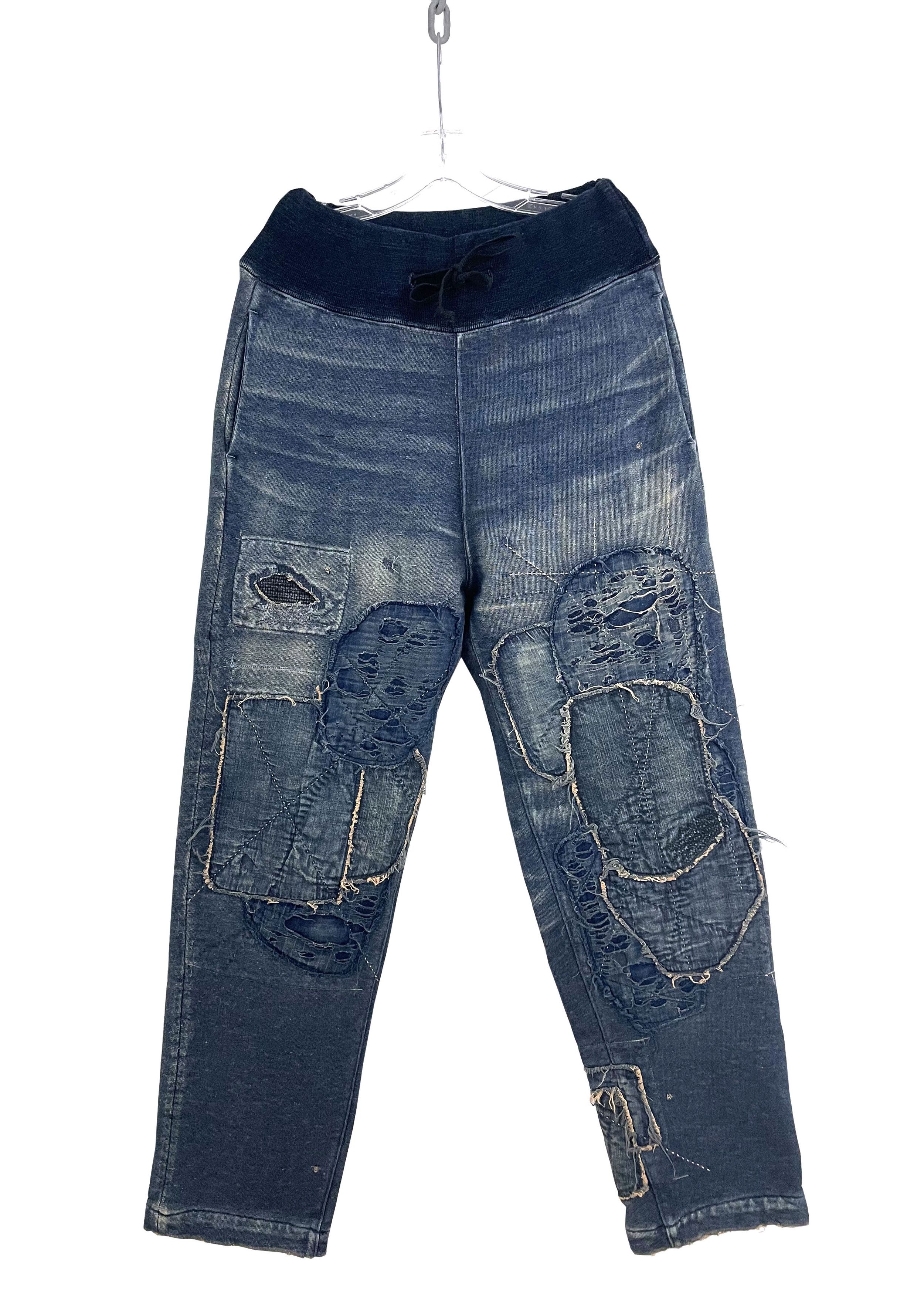image of Kapital x Kapital Kountry Boro Sweatpants in Blue, Men's (Size 32)