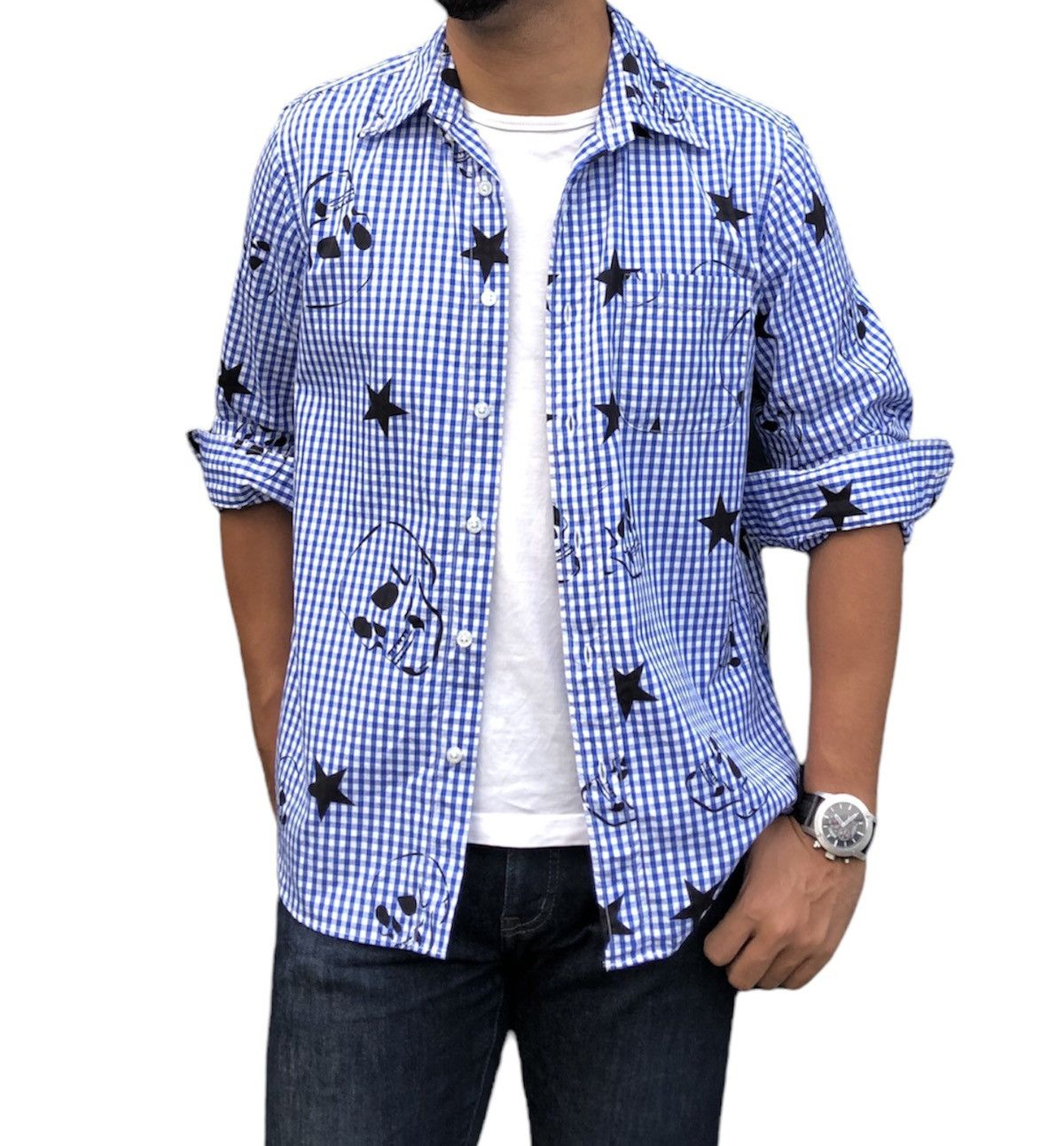 Sophnet. Sophnet. Checkered Skull And Star Design Long Sleeves Shirt Size US M / EU 48-50 / 2 - 14 Thumbnail