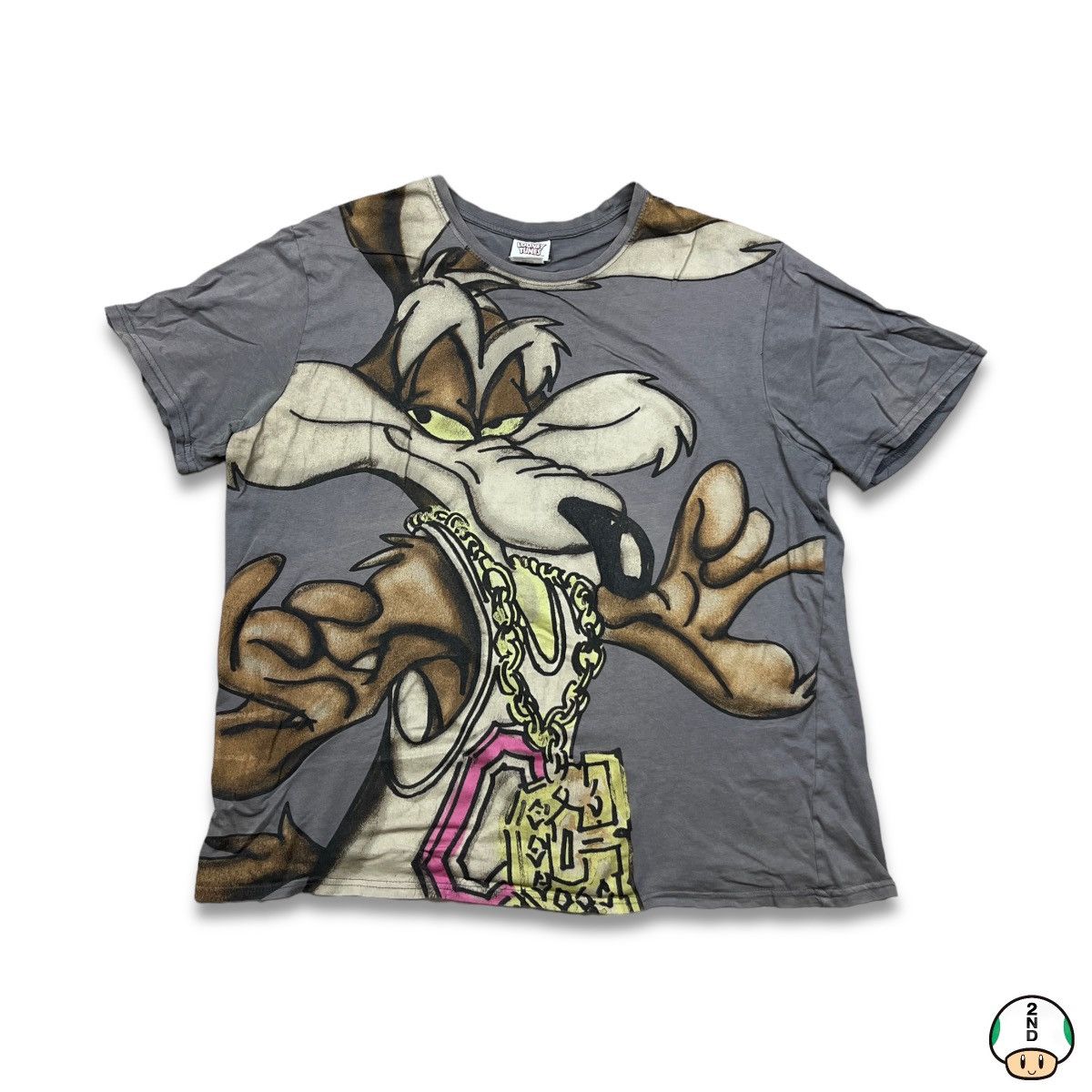 Cartoon Network Vintage Y2K Looney Tunes T Shirt Wile E Cayote Faded Tee Size US XL / EU 56 / 4 - 1 Thumbnail
