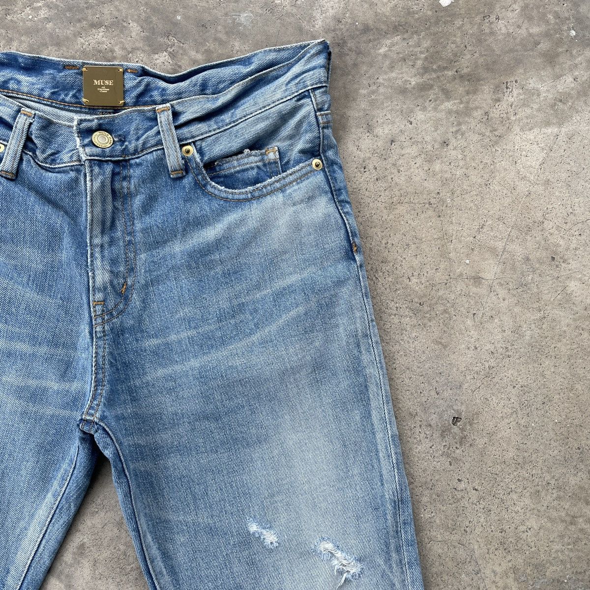 Designer Vintage Muse Deuxieme Classe Distressed Jeans Pants 30x26.5 Size US 30 / EU 46 - 4 Thumbnail