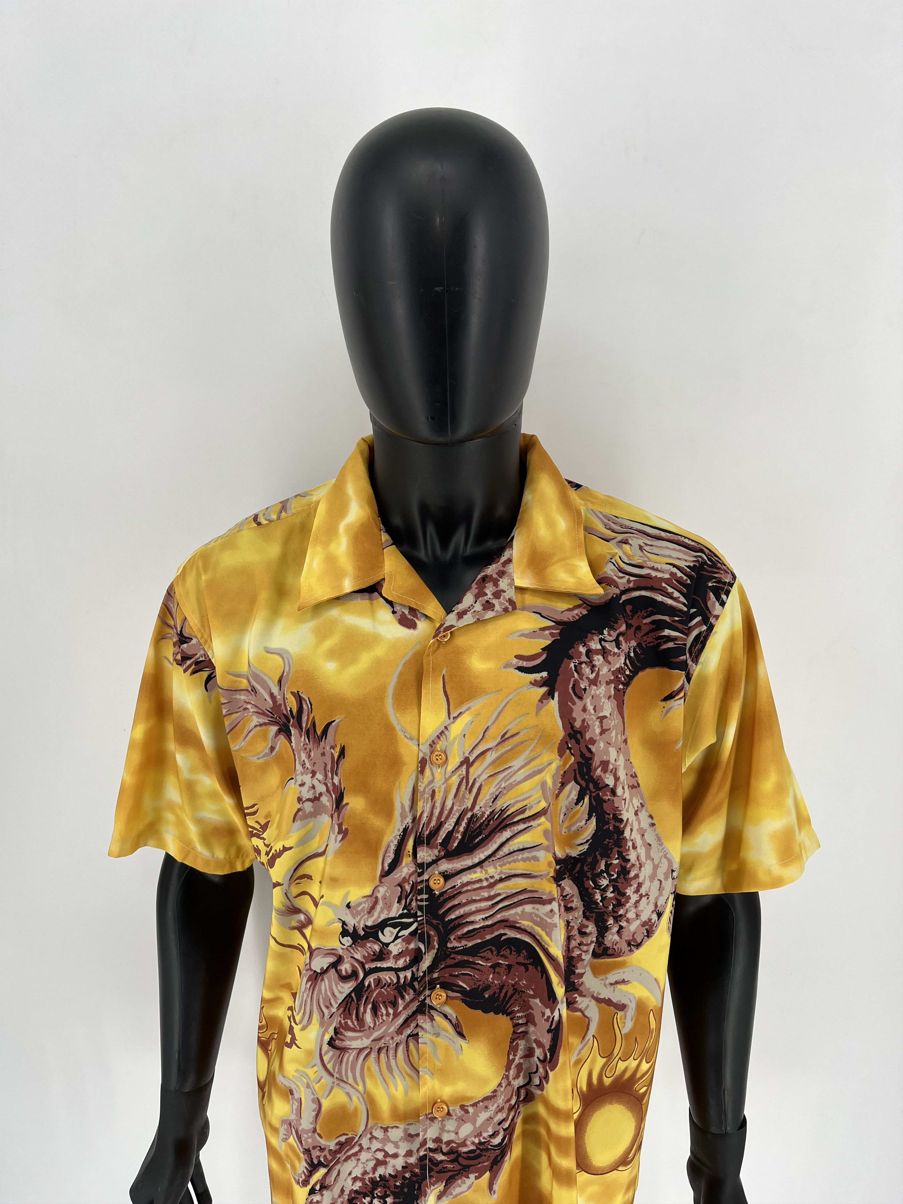 Japanese Brand Vintage Japanese Dragon Yellow Hawaiian Crazy Shirt Size US XL / EU 56 / 4 - 5 Thumbnail