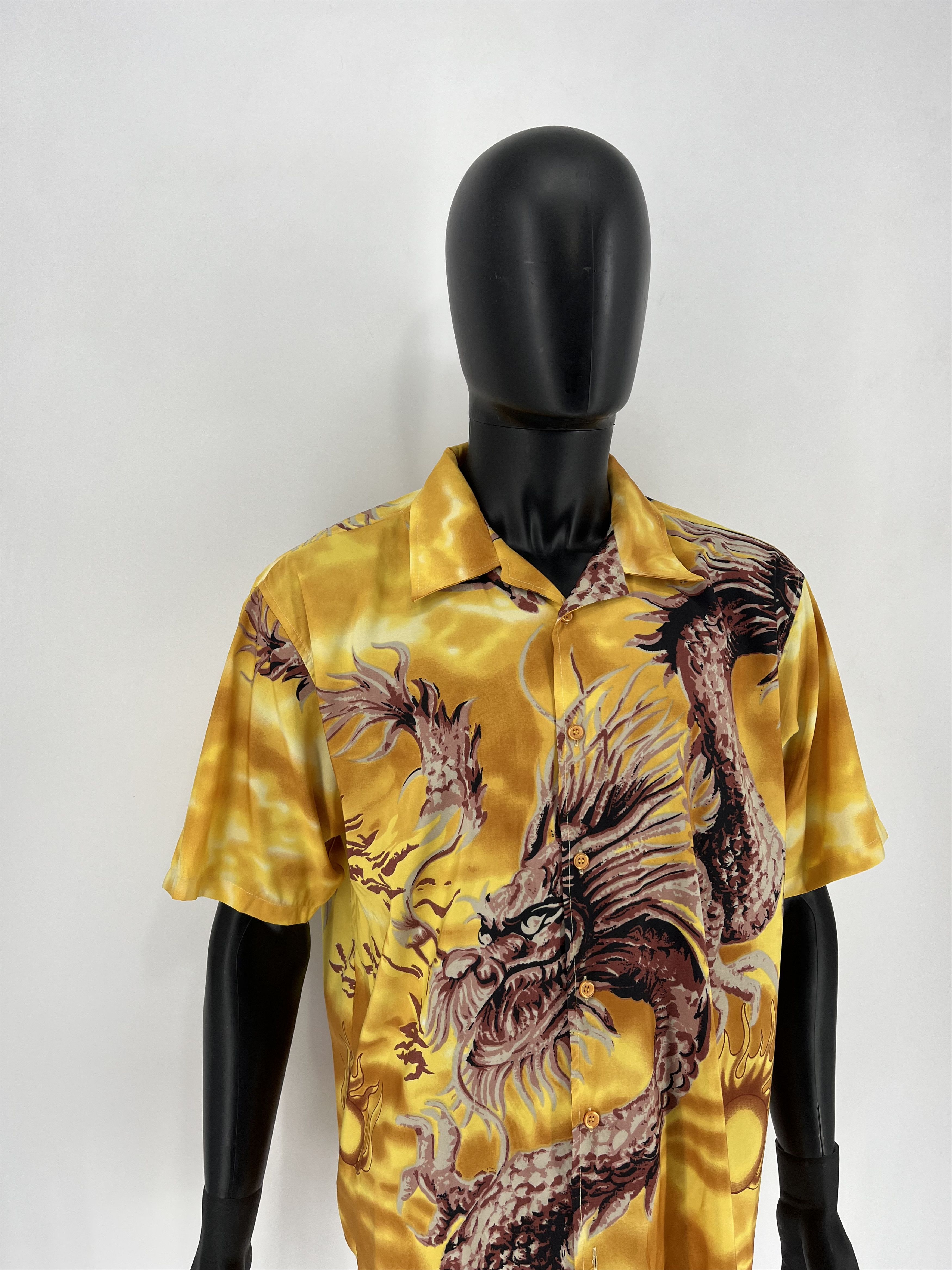 Japanese Brand Vintage Japanese Dragon Yellow Hawaiian Crazy Shirt Size US XL / EU 56 / 4 - 3 Thumbnail