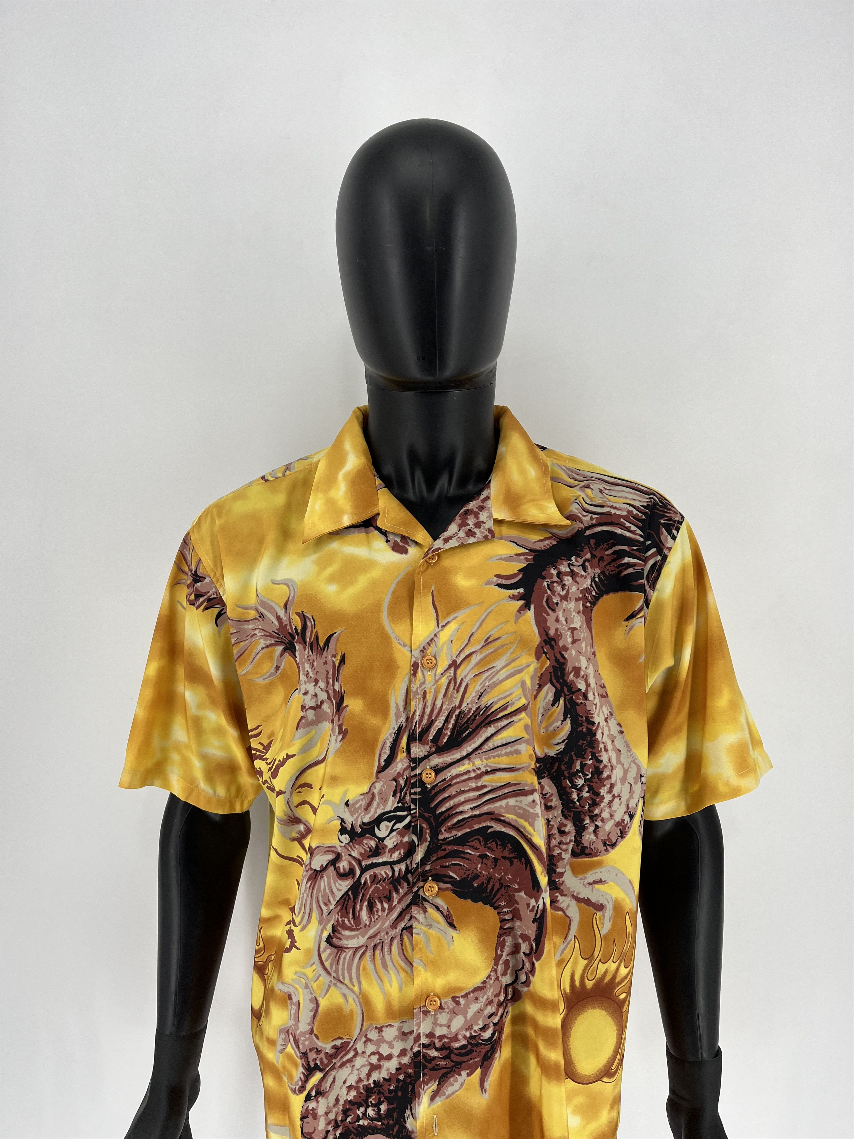 Japanese Brand Vintage Japanese Dragon Yellow Hawaiian Crazy Shirt Size US XL / EU 56 / 4 - 1 Thumbnail