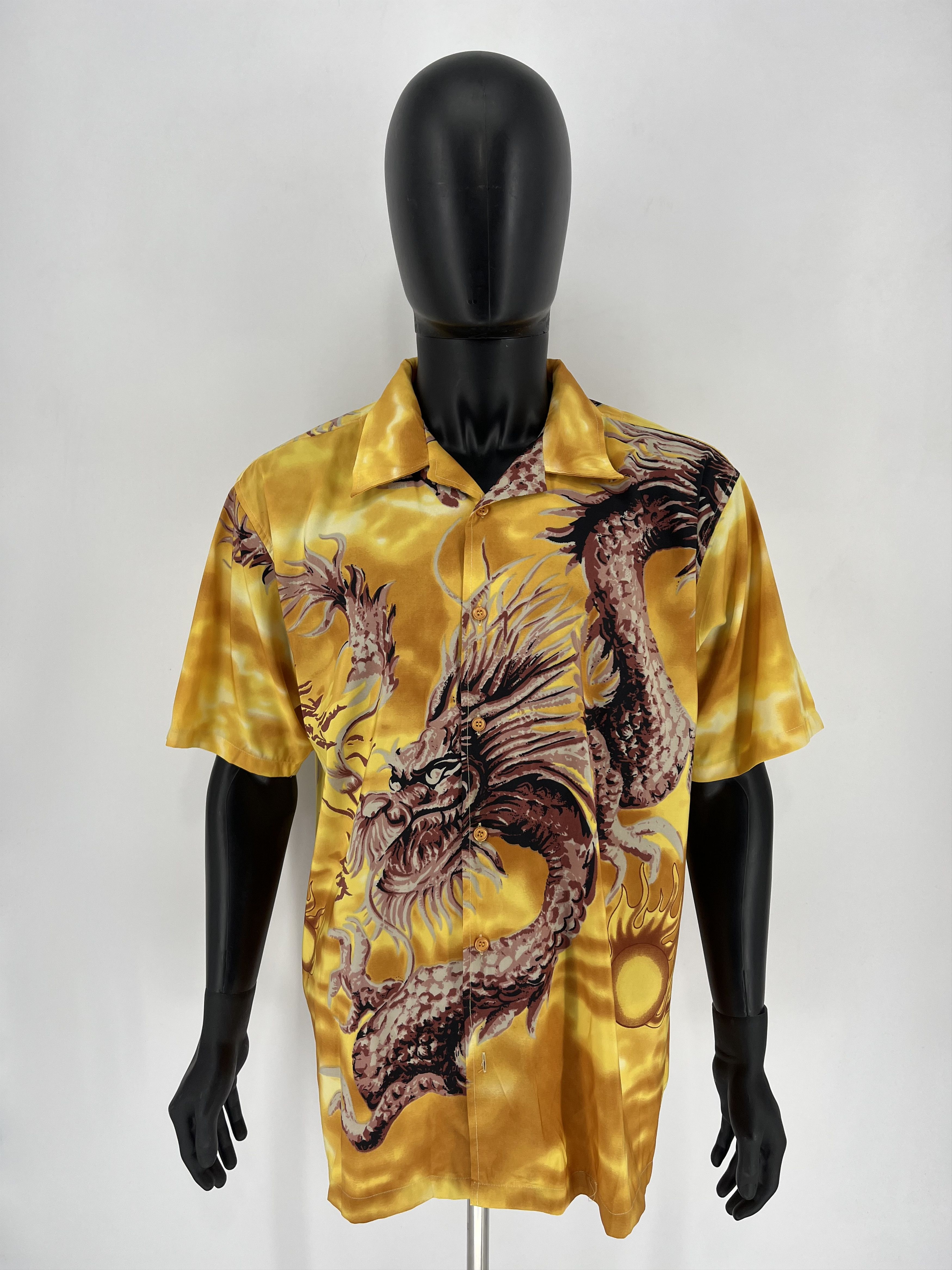 Japanese Brand Vintage Japanese Dragon Yellow Hawaiian Crazy Shirt Size US XL / EU 56 / 4 - 2 Thumbnail