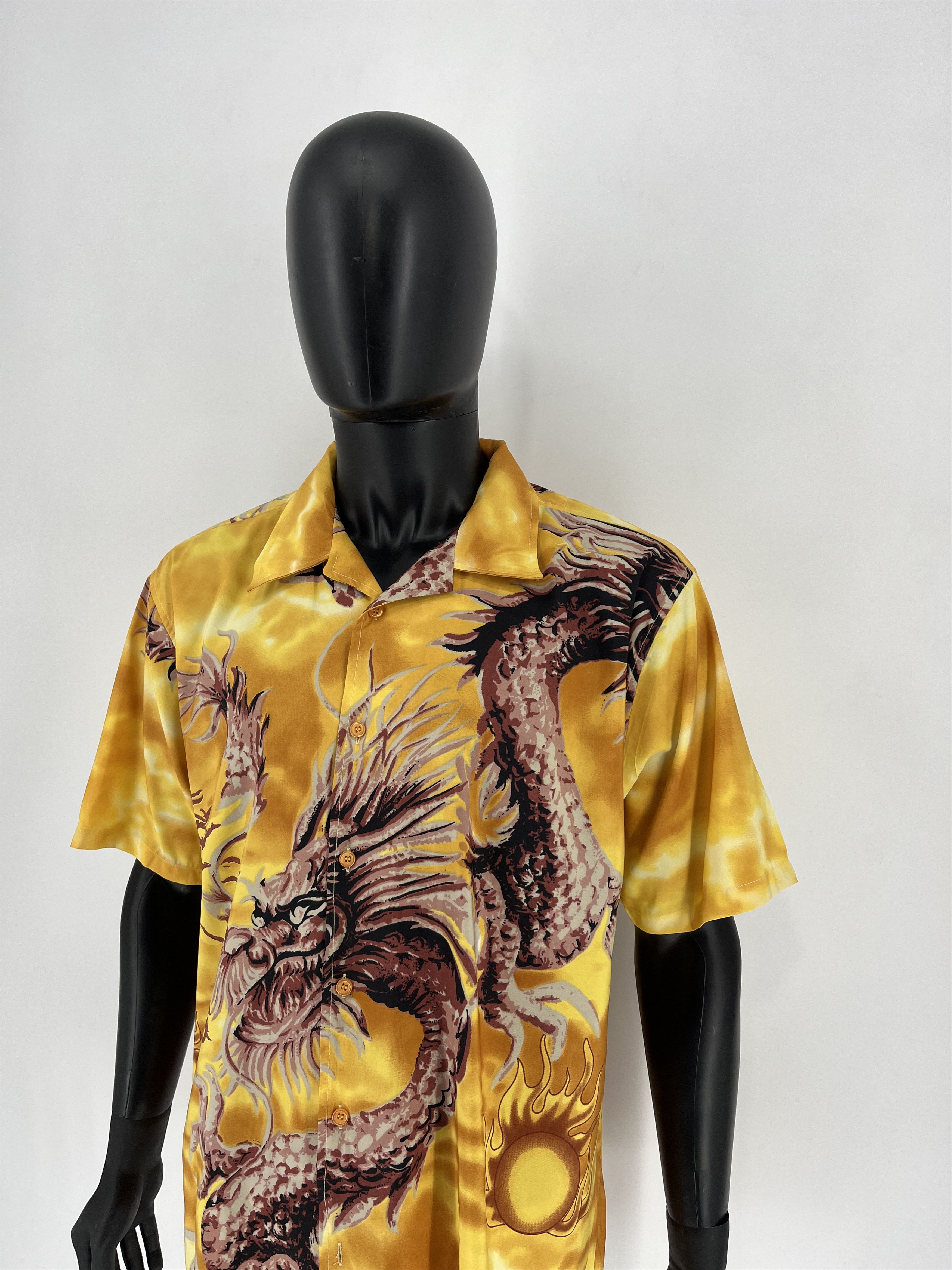 Japanese Brand Vintage Japanese Dragon Yellow Hawaiian Crazy Shirt Size US XL / EU 56 / 4 - 4 Thumbnail