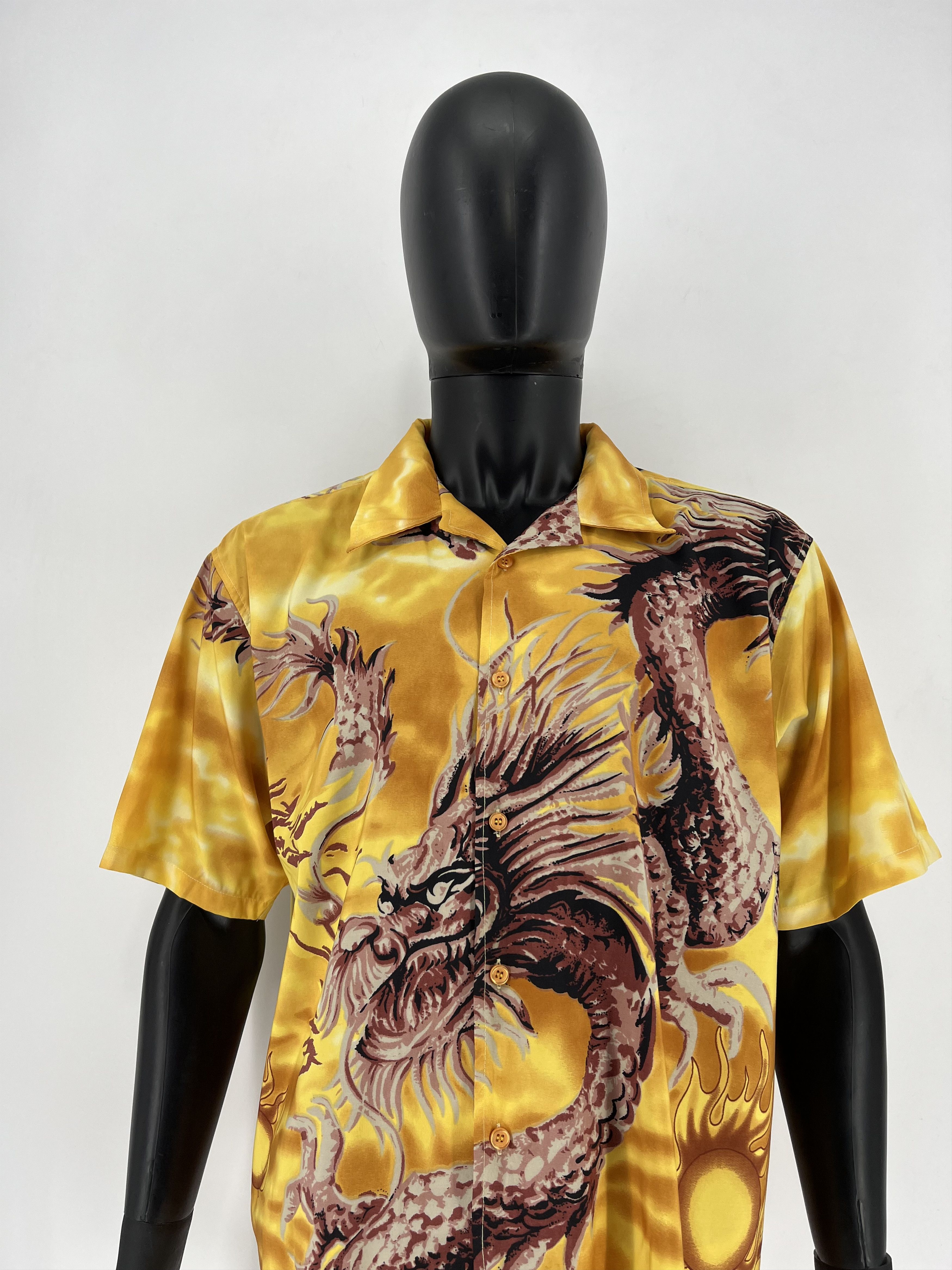 Japanese Brand Vintage Japanese Dragon Yellow Hawaiian Crazy Shirt Size US XL / EU 56 / 4 - 6 Thumbnail