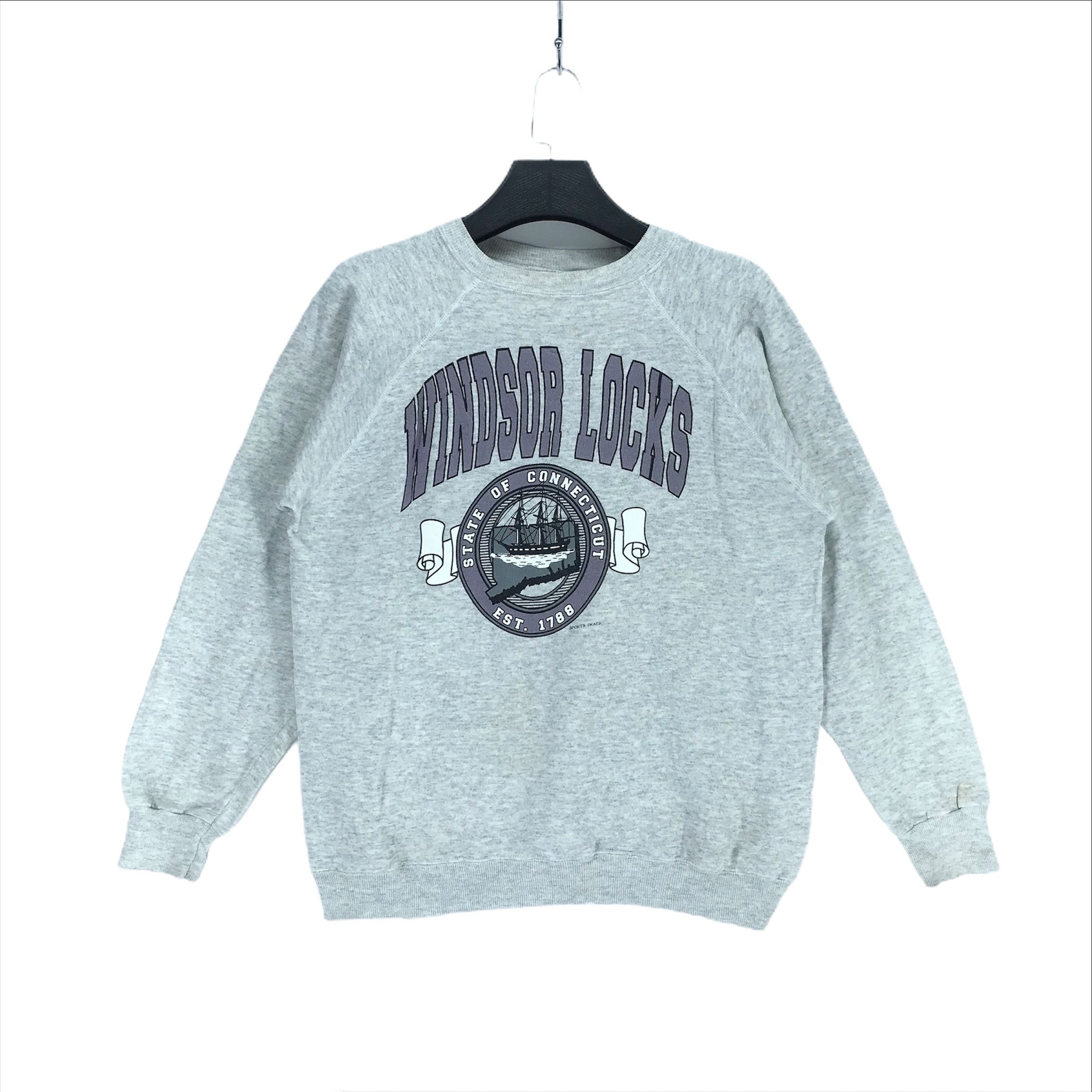 Hanes Vintage WINDSOR LOCKS Big Logo Sweatshirts #2268-89 Size XL / US 12-14 / IT 48-50 - 1 Thumbnail