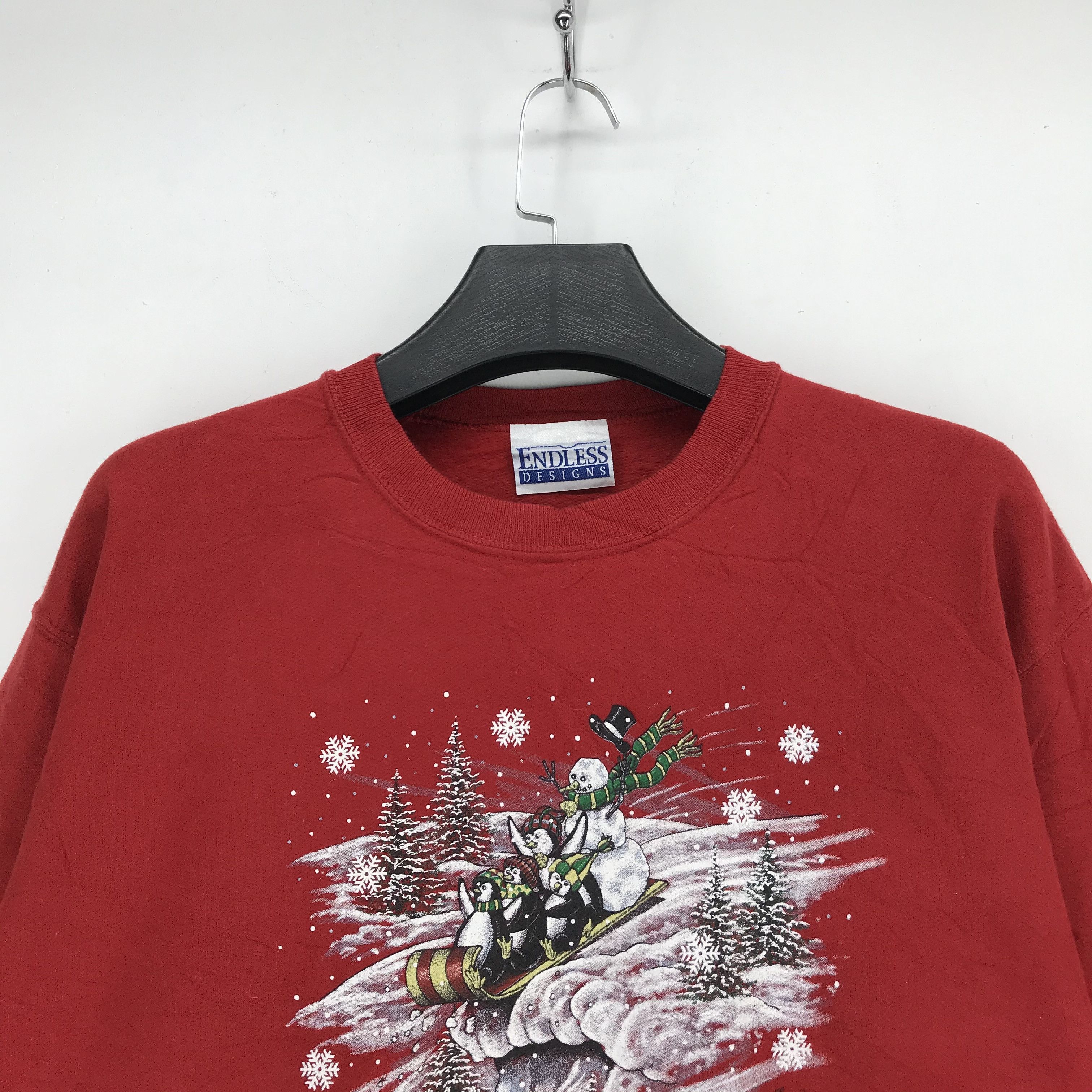 Vintage Snowman With Penguin on Sleigh Graphic Sweatshirts #2266-89 Size US M / EU 48-50 / 2 - 2 Thumbnail
