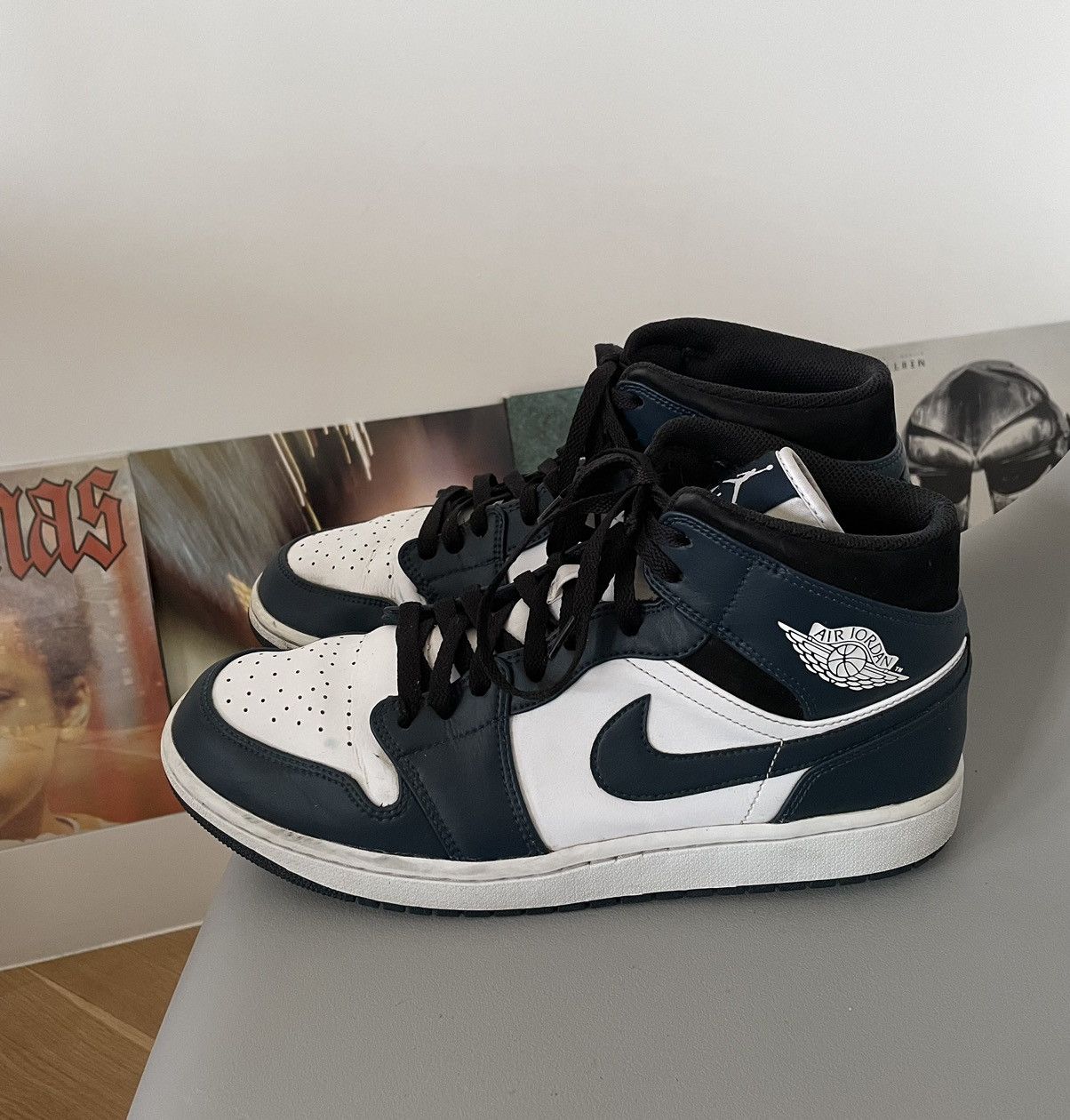 image of Jordan Nike Jordan 1 Mid Armory Navy Nike Sneakers Streetwear Hype, Men's (Size 12)