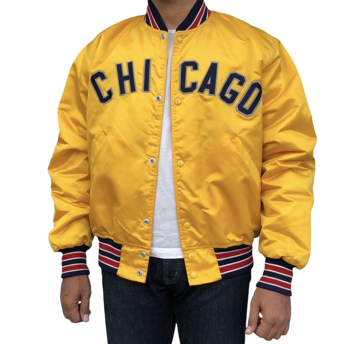 Vintage 🔥Vintage Game Sportswear Ltd Chicago Yellow Varsity Jacket Size US L / EU 52-54 / 3 - 5 Thumbnail