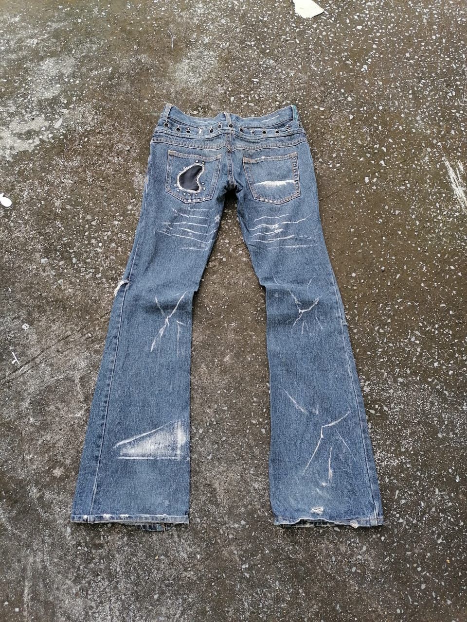 Other Low Box Double Waist Womenwear Distressed Denim Jeans Size 33" - 4 Thumbnail