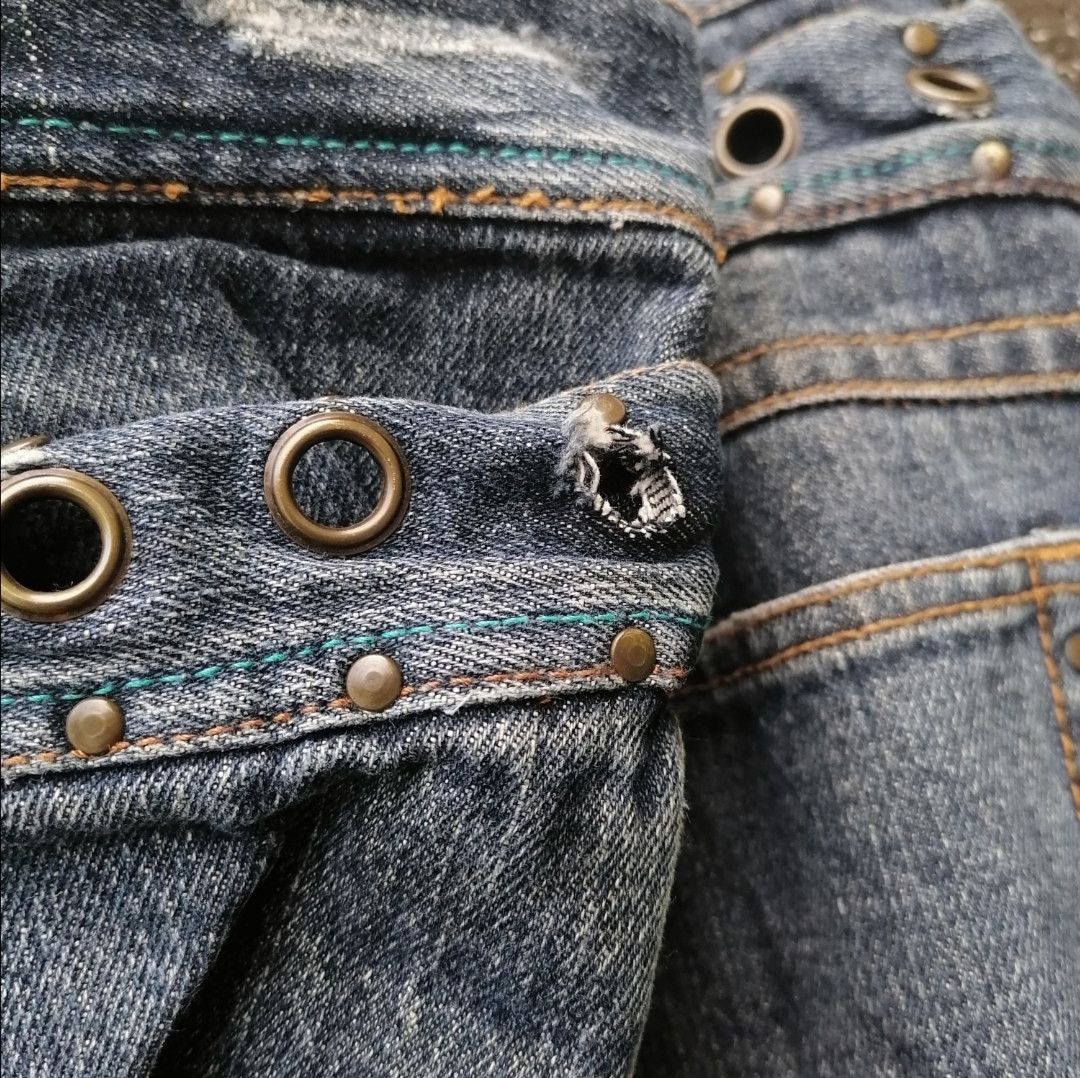 Other Low Box Double Waist Womenwear Distressed Denim Jeans Size 33" - 6 Thumbnail