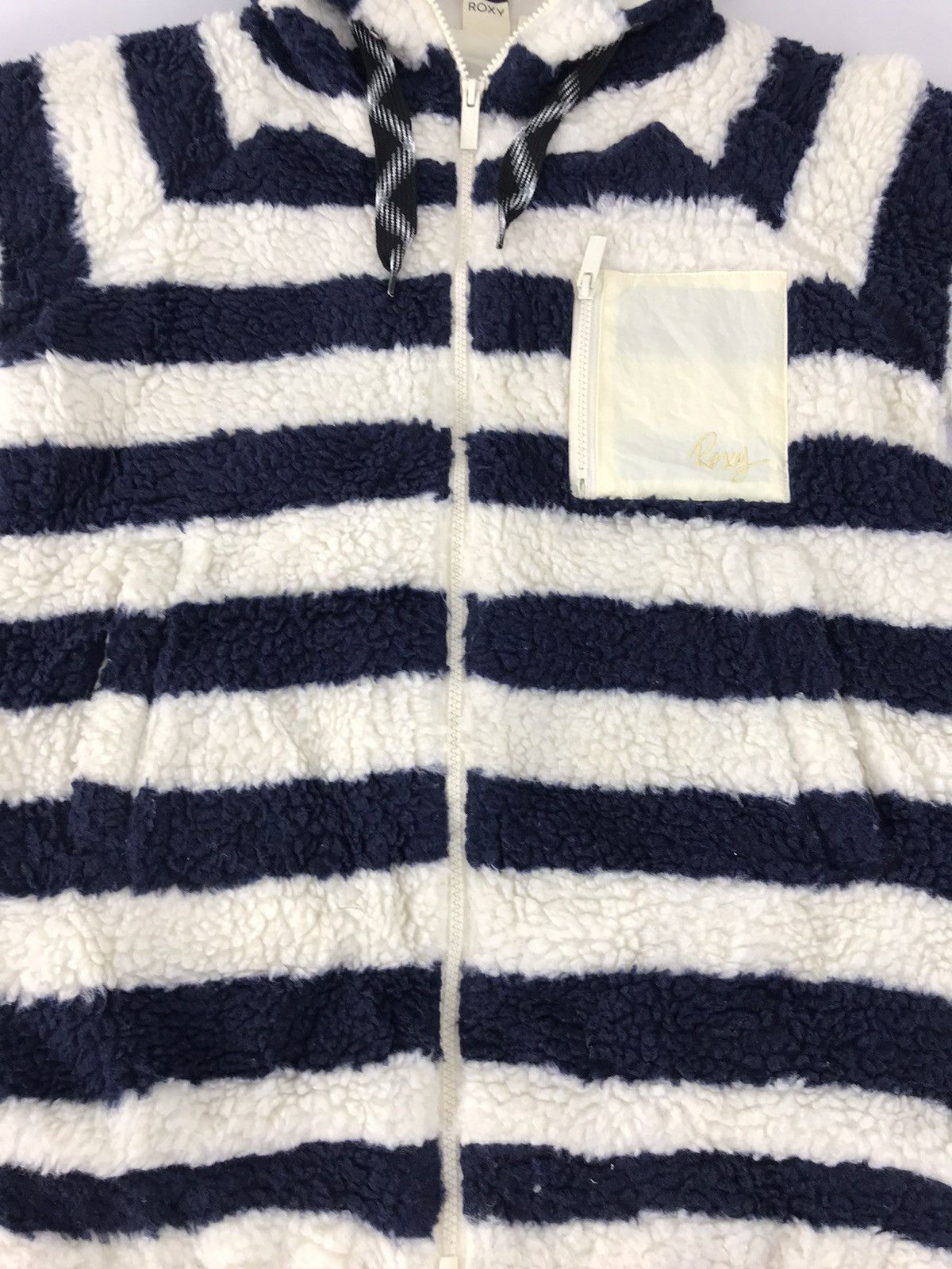 Japanese Brand × Quiksilver Roxy Wool Sherpa Fleece Jacket Colour Block Striped Zipper Size S / US 4 / IT 40 - 3 Thumbnail